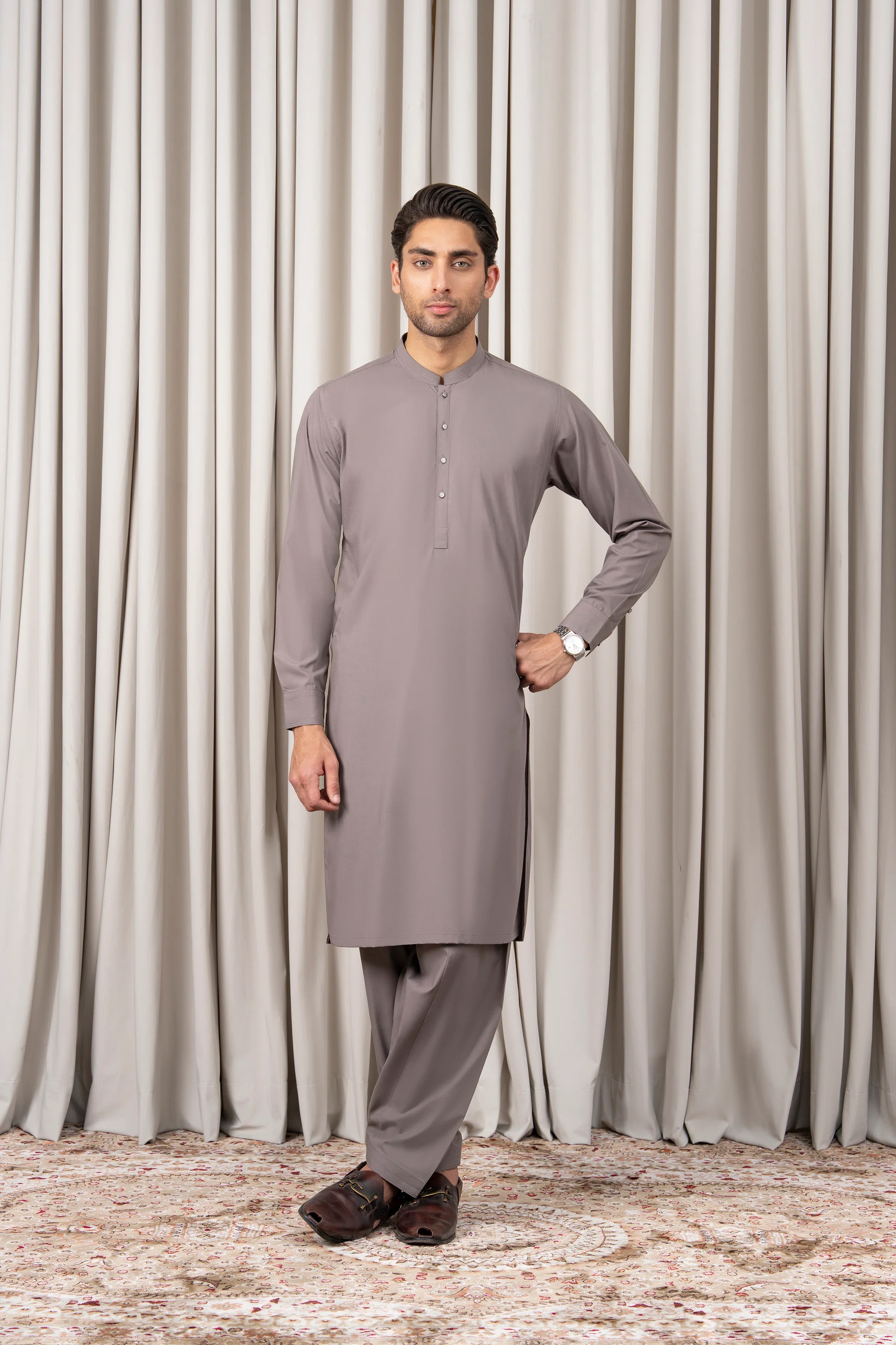 BLENDED KAMEEZ SHALWAR - PREMIUM COLLECTION GREY - Image 2