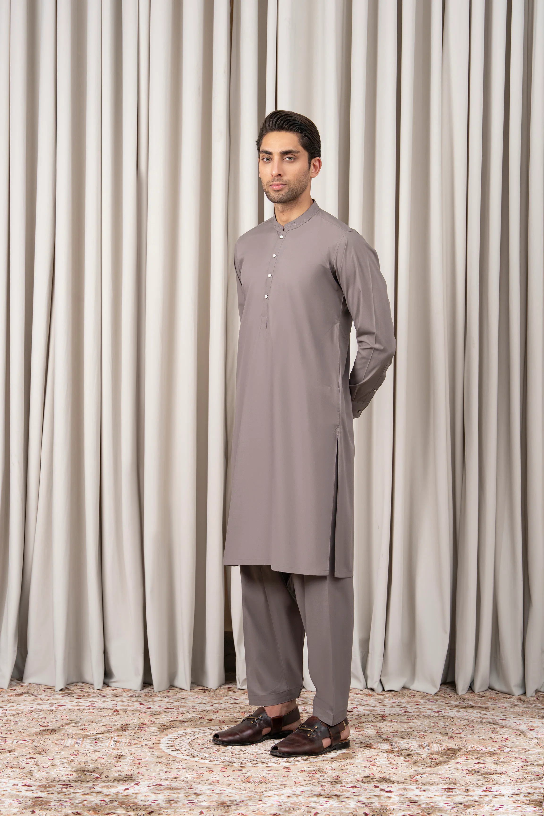 BLENDED KAMEEZ SHALWAR - PREMIUM COLLECTION GREY - Image 4