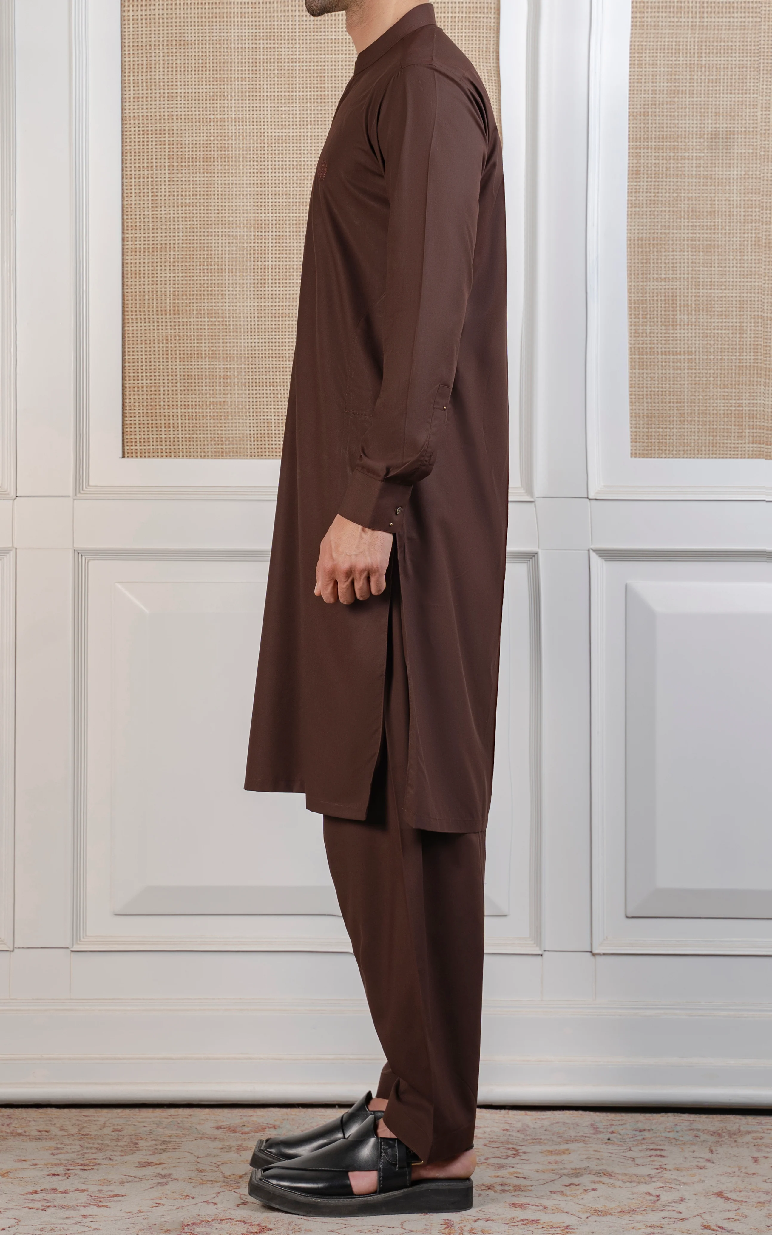 BLENDED KAMEEZ SHALWAR - SIGNATURE COLLECTION DARK BROWN - Image 3