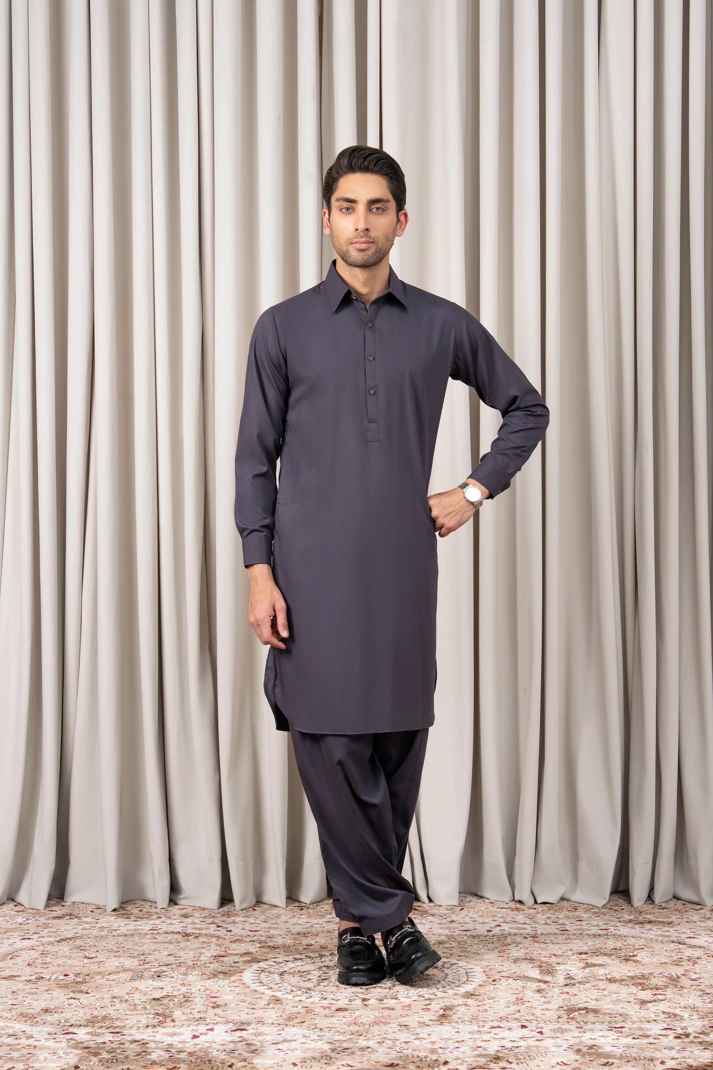 BLENDED KAMEEZ SHALWAR - SIGNATURE COLLECTION MID GREY - Image 2