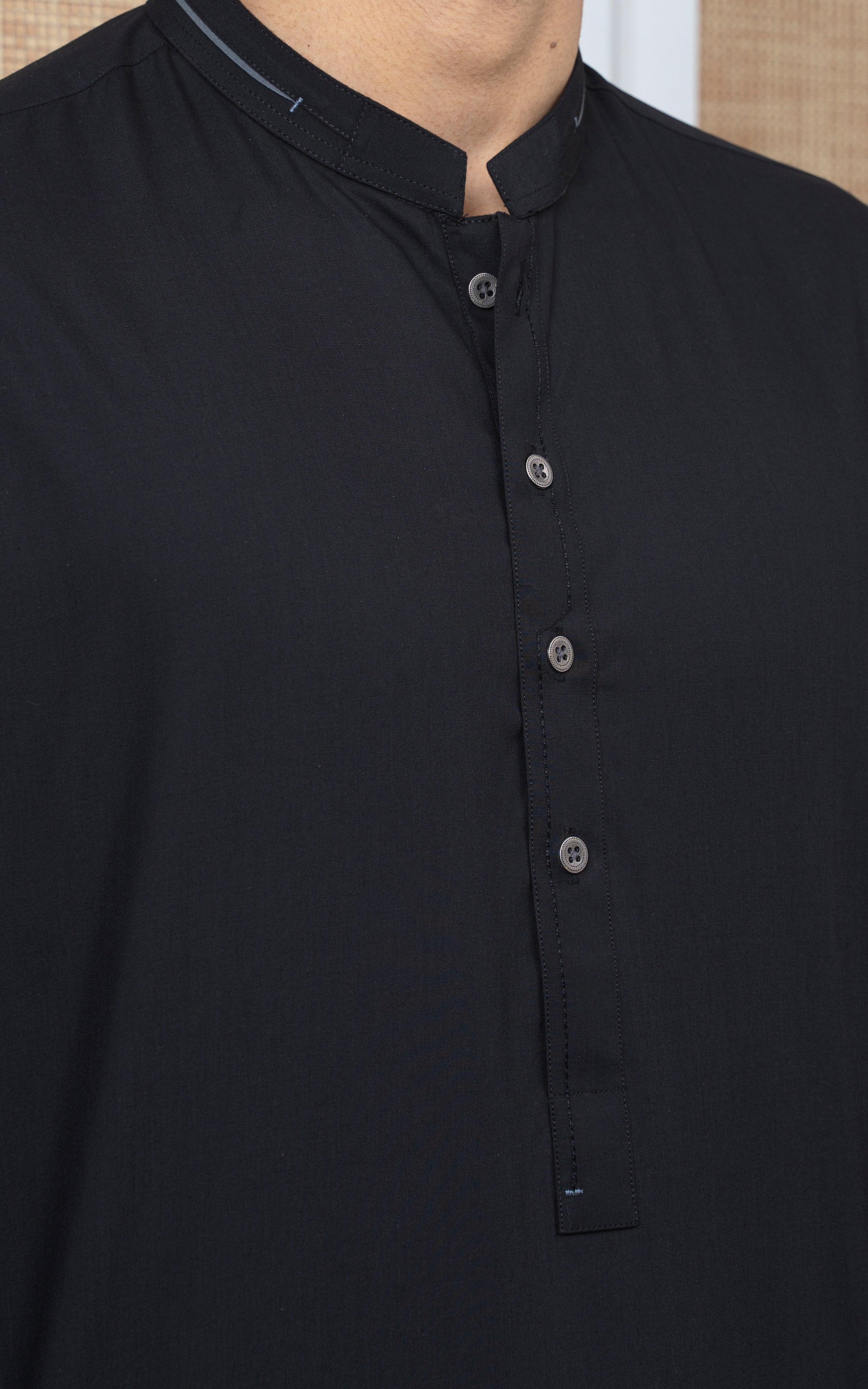 BLENDED KURTA PAJAMA - PREMIUM COLLECTION BLACK - Image 2