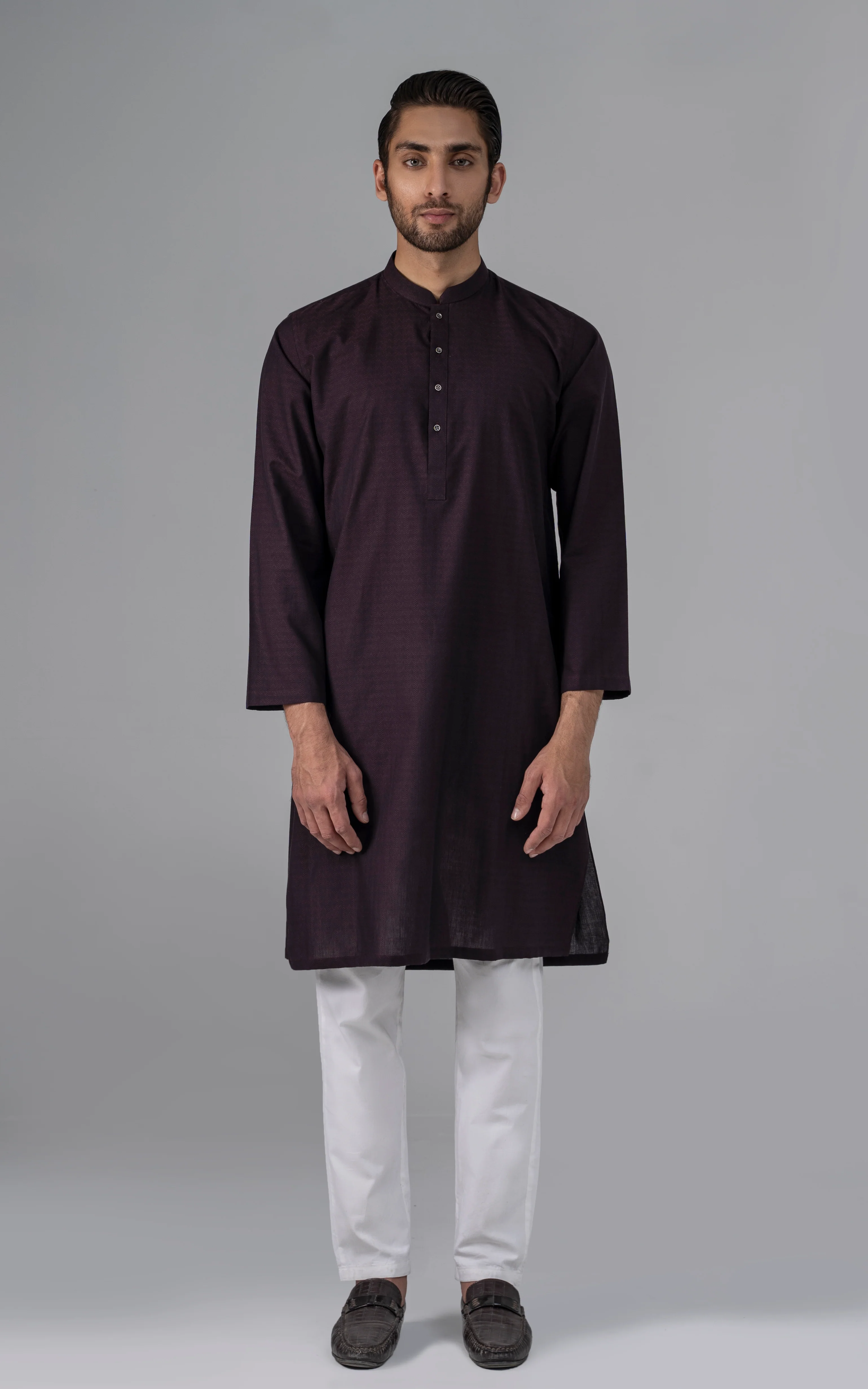 JACQUARD YARN DYED KURTA - PREMIUM COLLECTION BURGUNDY