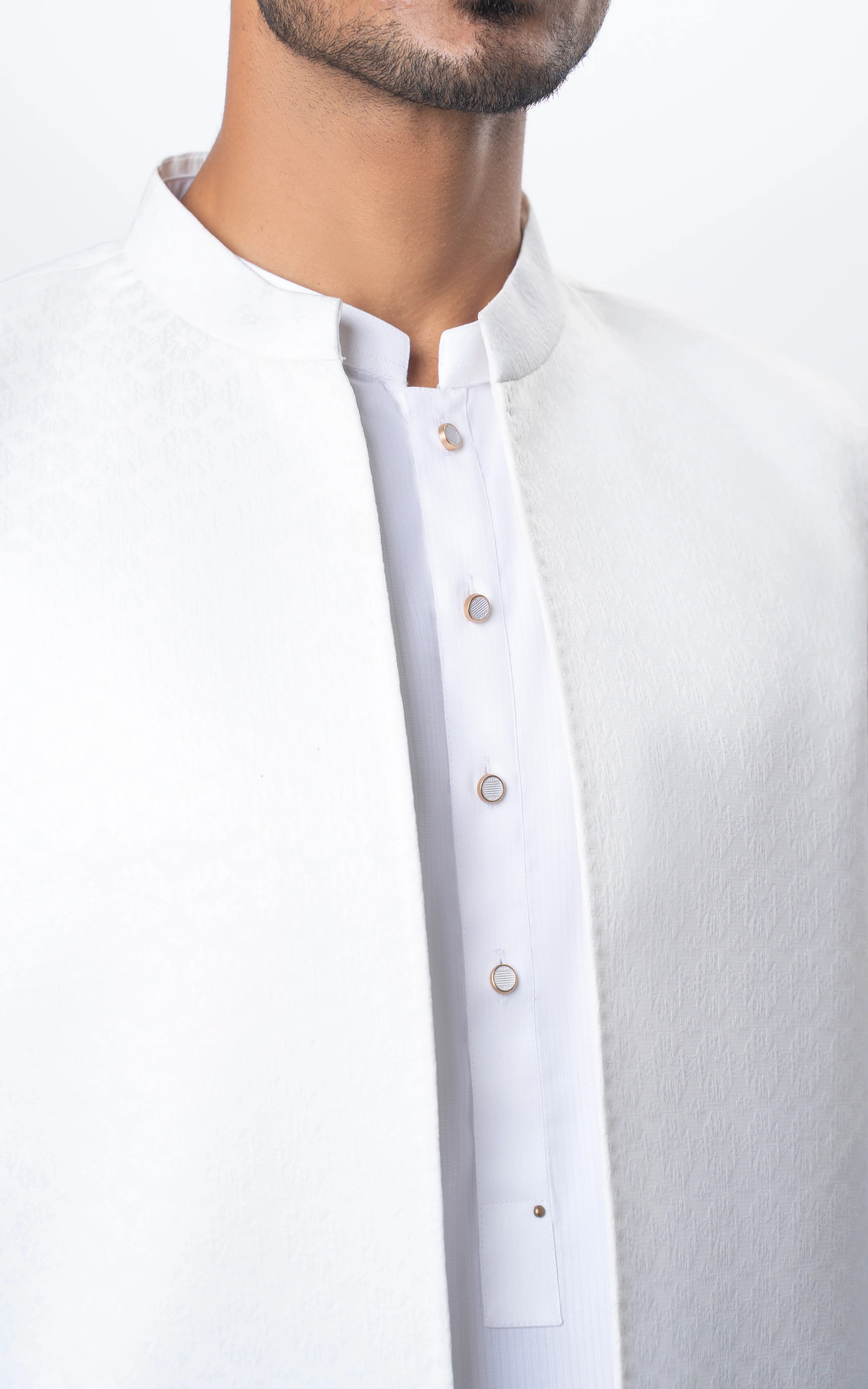 BLENDED TEXTURED WAISTCOAT | PREMIUM COLLECTION WHITE - Image 3