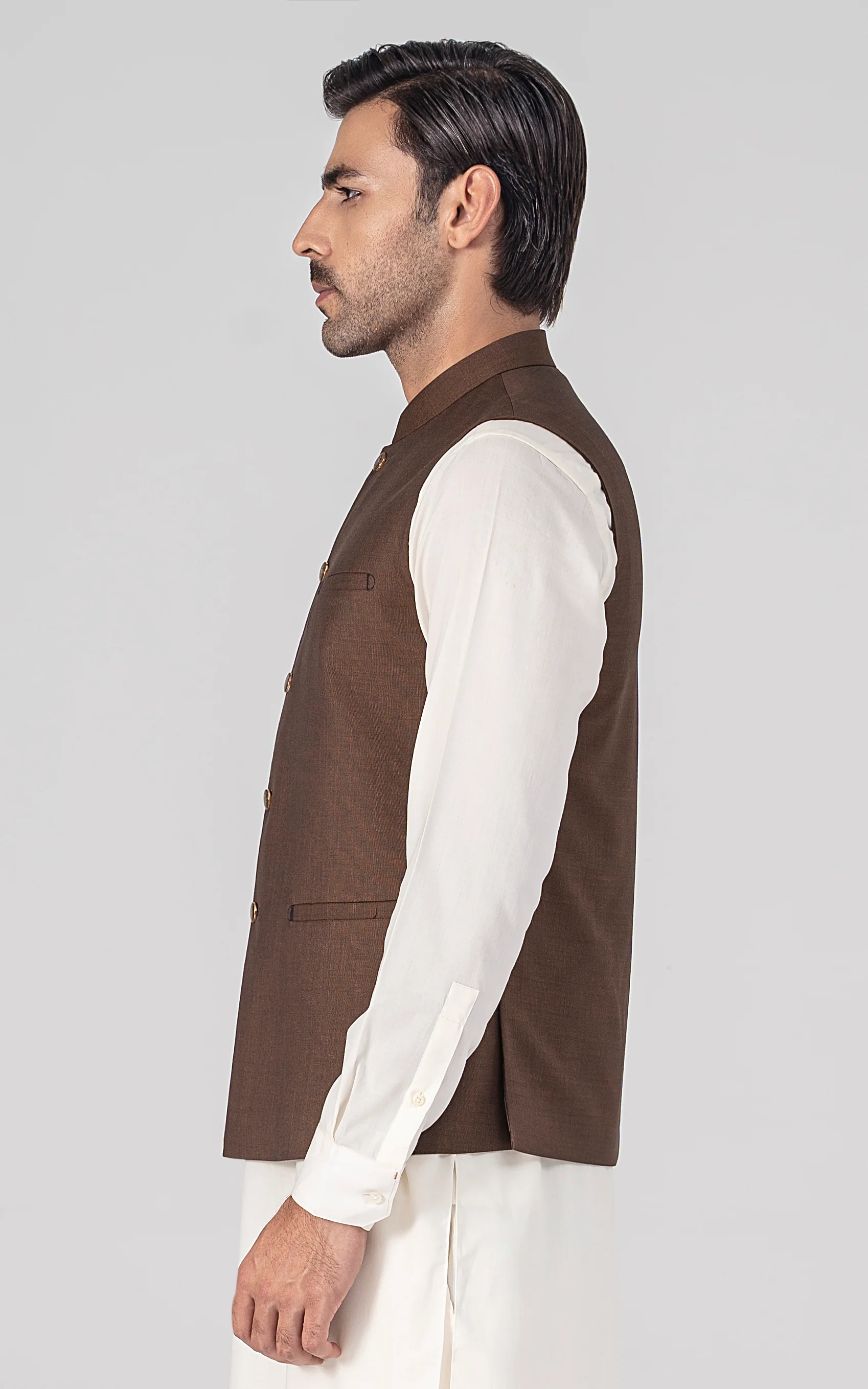 BLENDED WAISTCOAT - SIGNATURE COLLECTION BROWN - Image 3