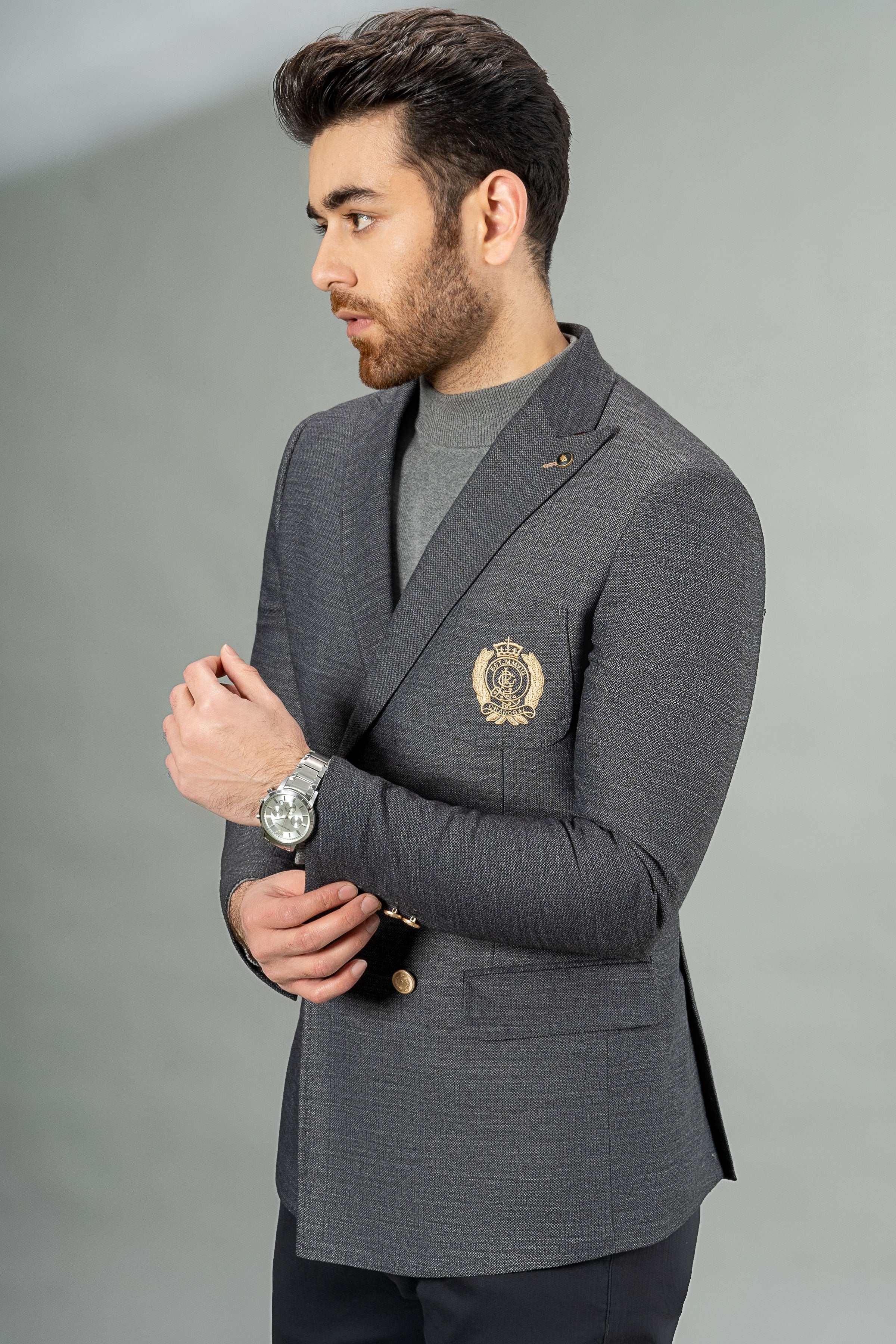 DOUBLE BREASTED COAT DARK GREY - Image 2