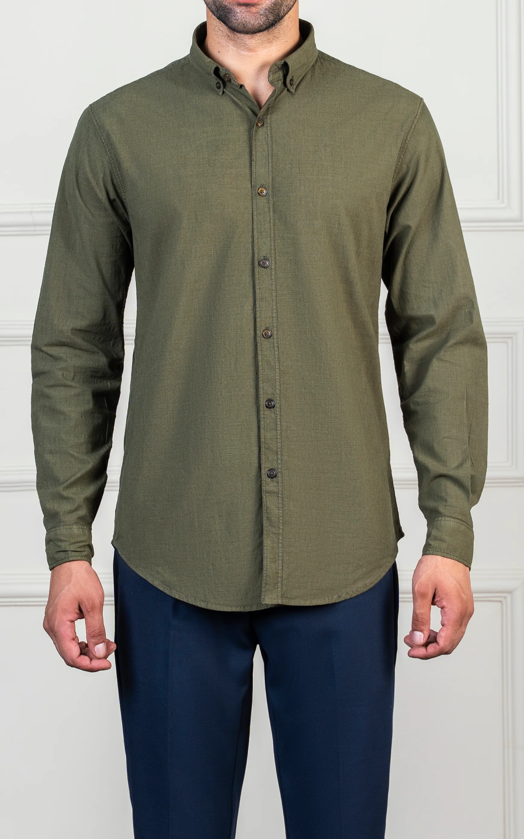 CASUAL GARMENT DYED SMART FIT SHIRT GREEN - Image 2