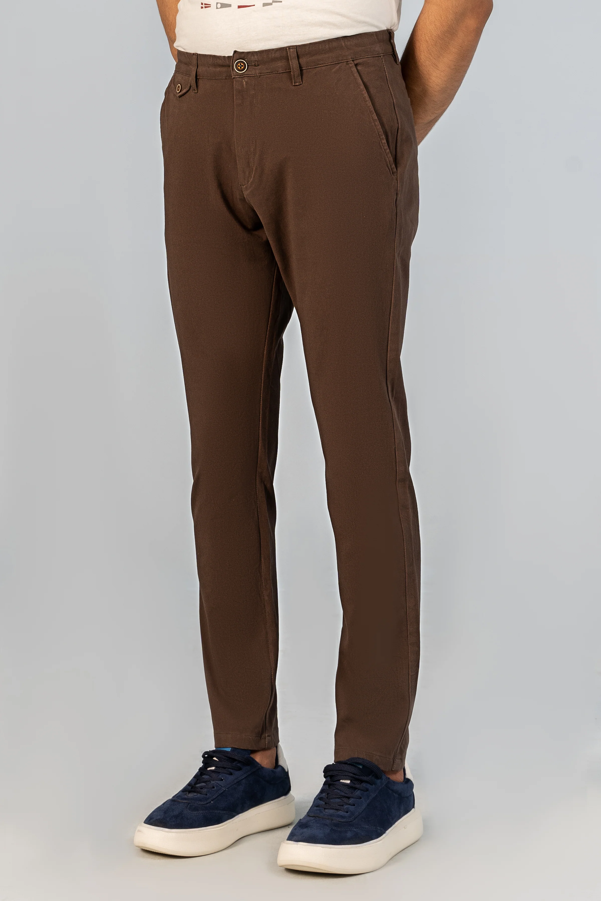 CASUAL PANT CROSS POCKET BI-STRETCH CHOCLATE BROWN - Image 2