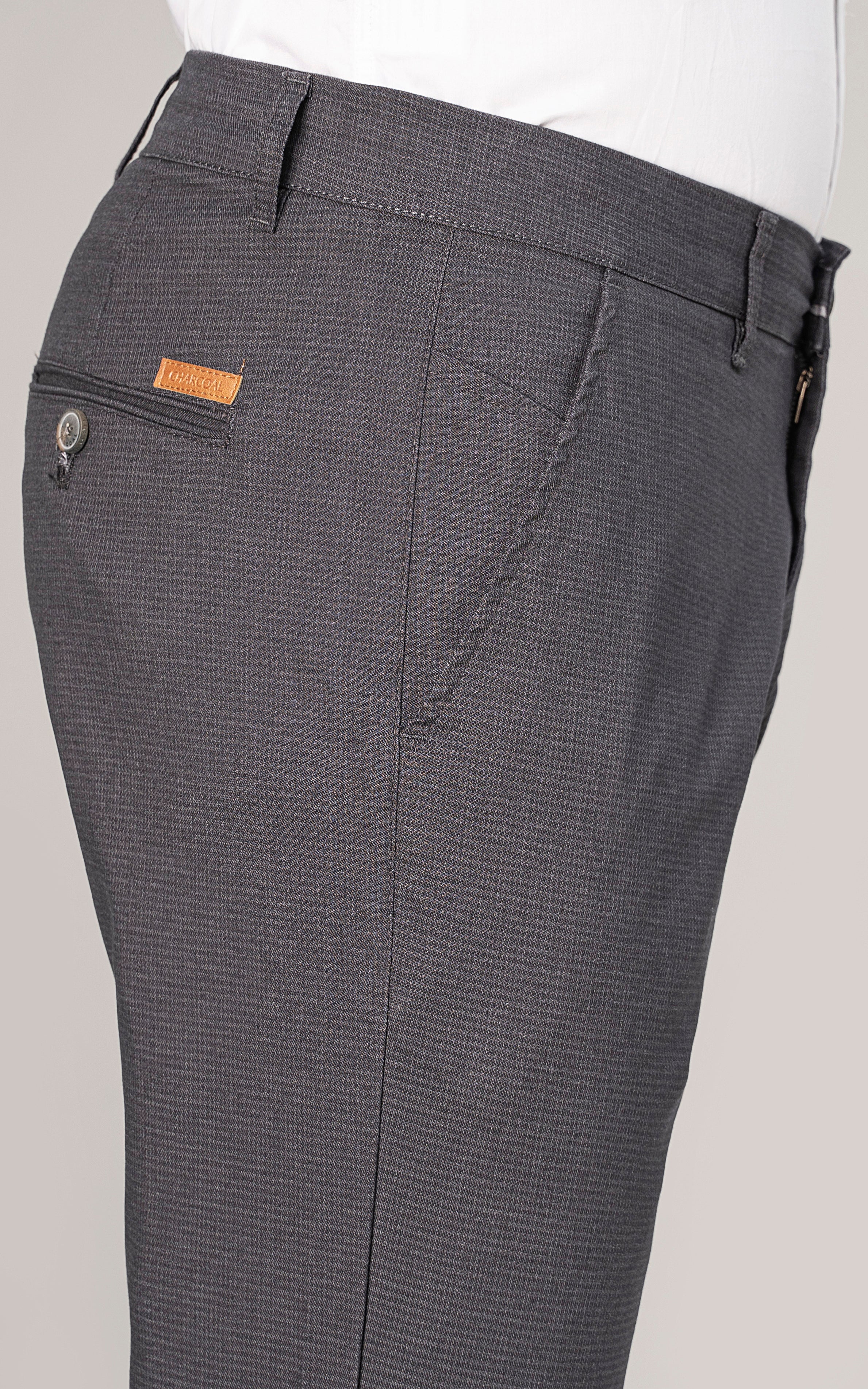 TEXTURED SLIM FIT CASUAL PANT  CHARCOAL GREY - Image 2