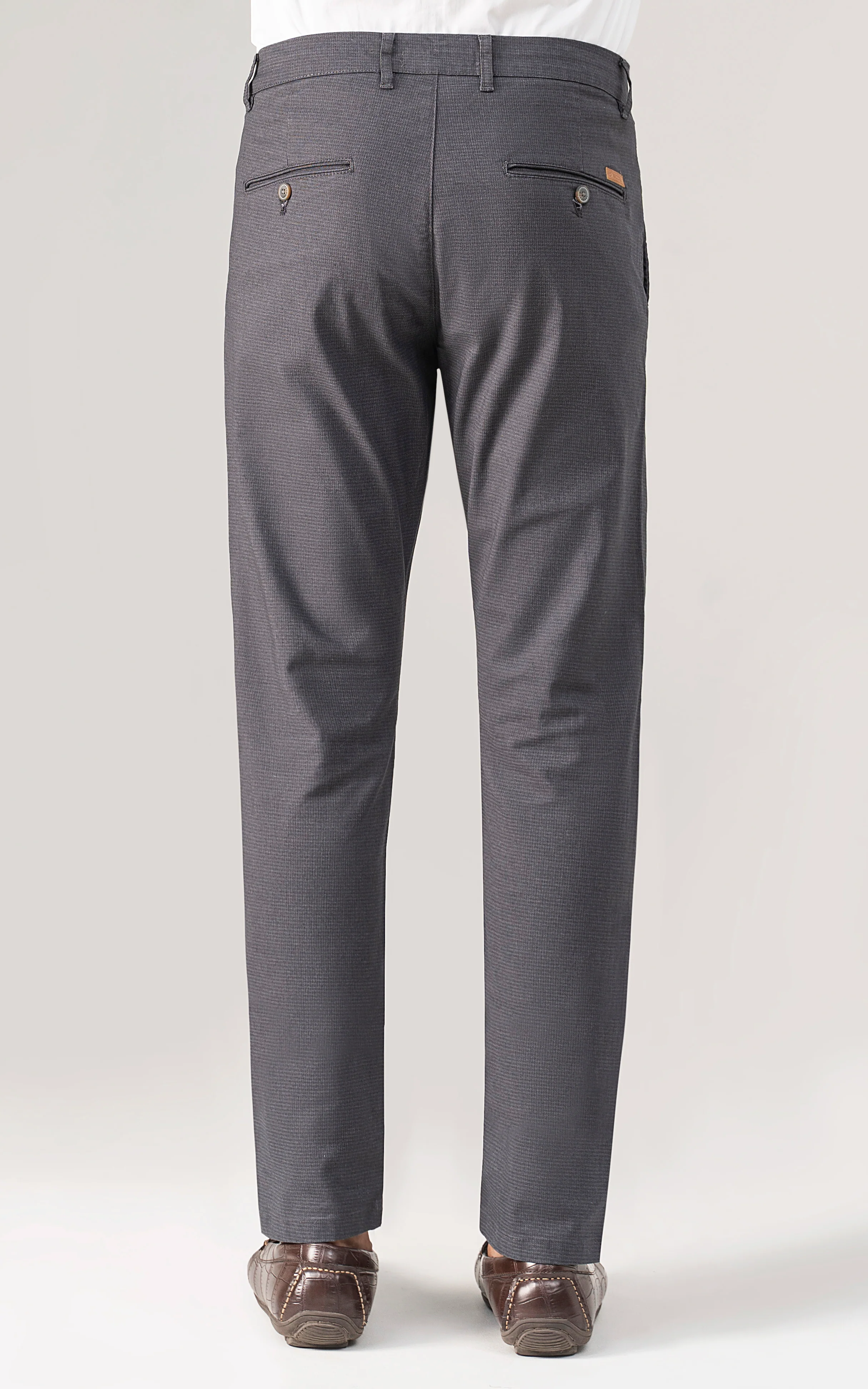 TEXTURED SLIM FIT CASUAL PANT  CHARCOAL GREY - Image 4