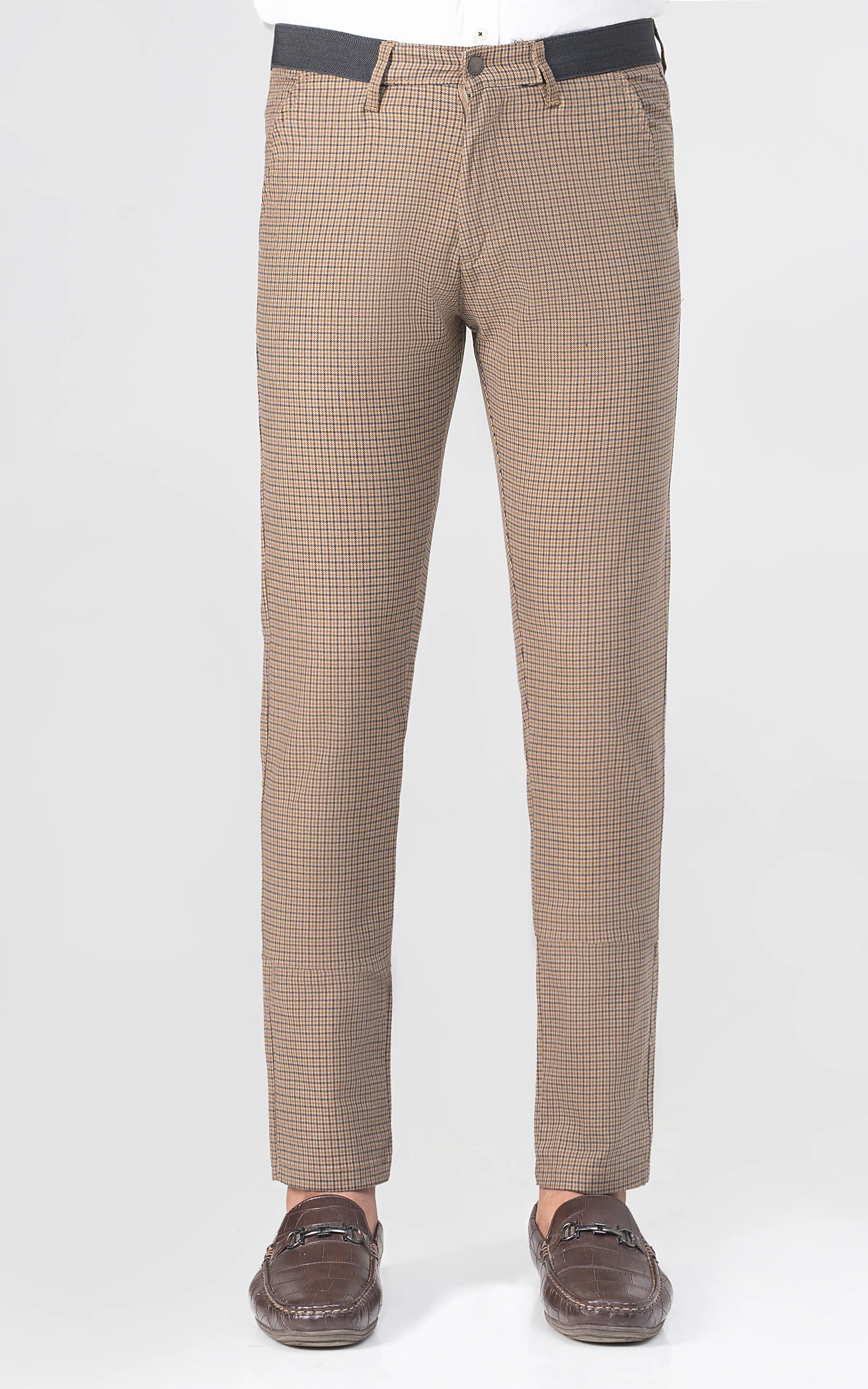 CROSS POCKET MINI CHECK PANT KHAKI BROWN - Image 2