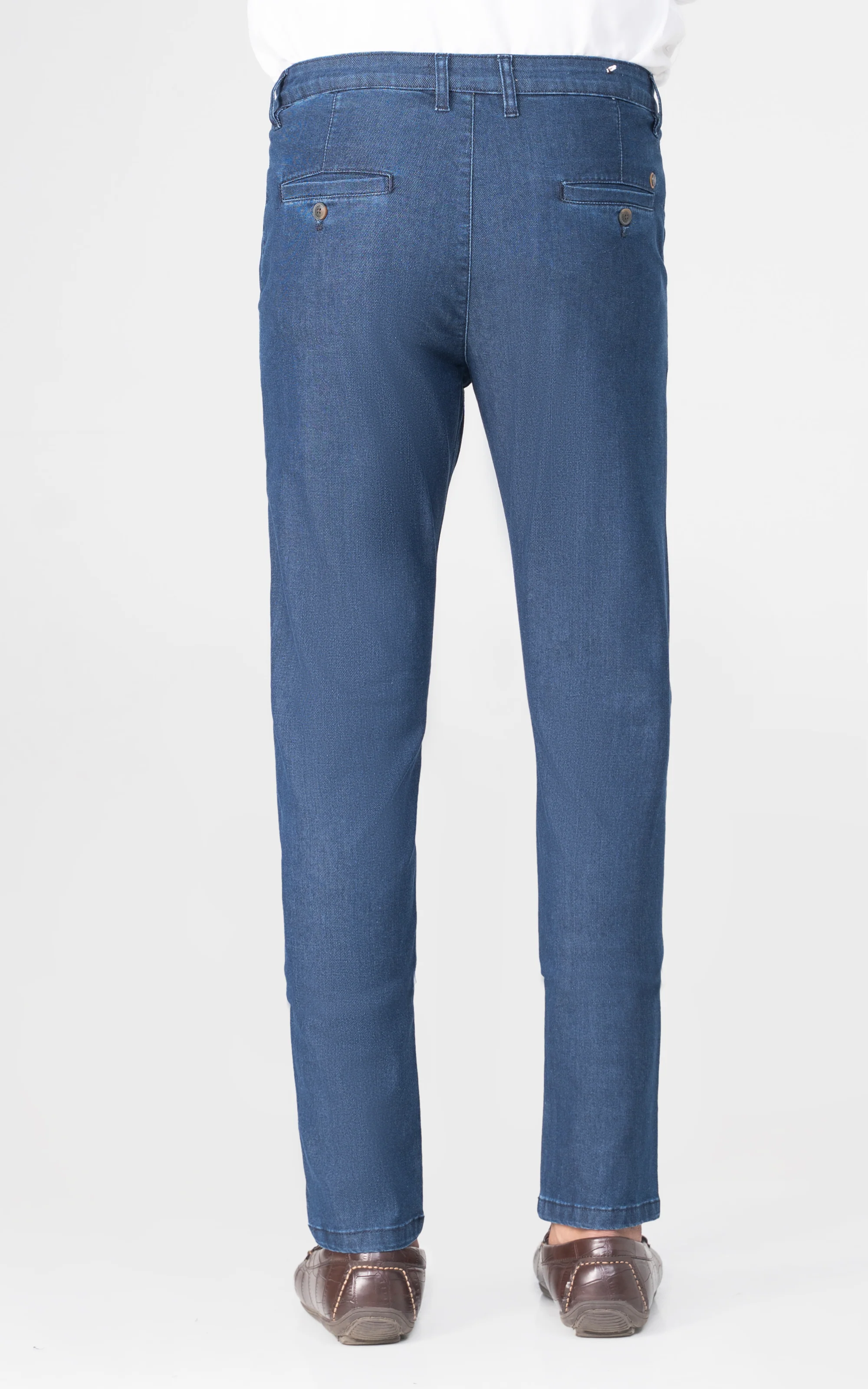 CROSS POCKET DOBBY DENIM PANT MID BLUE - Image 4