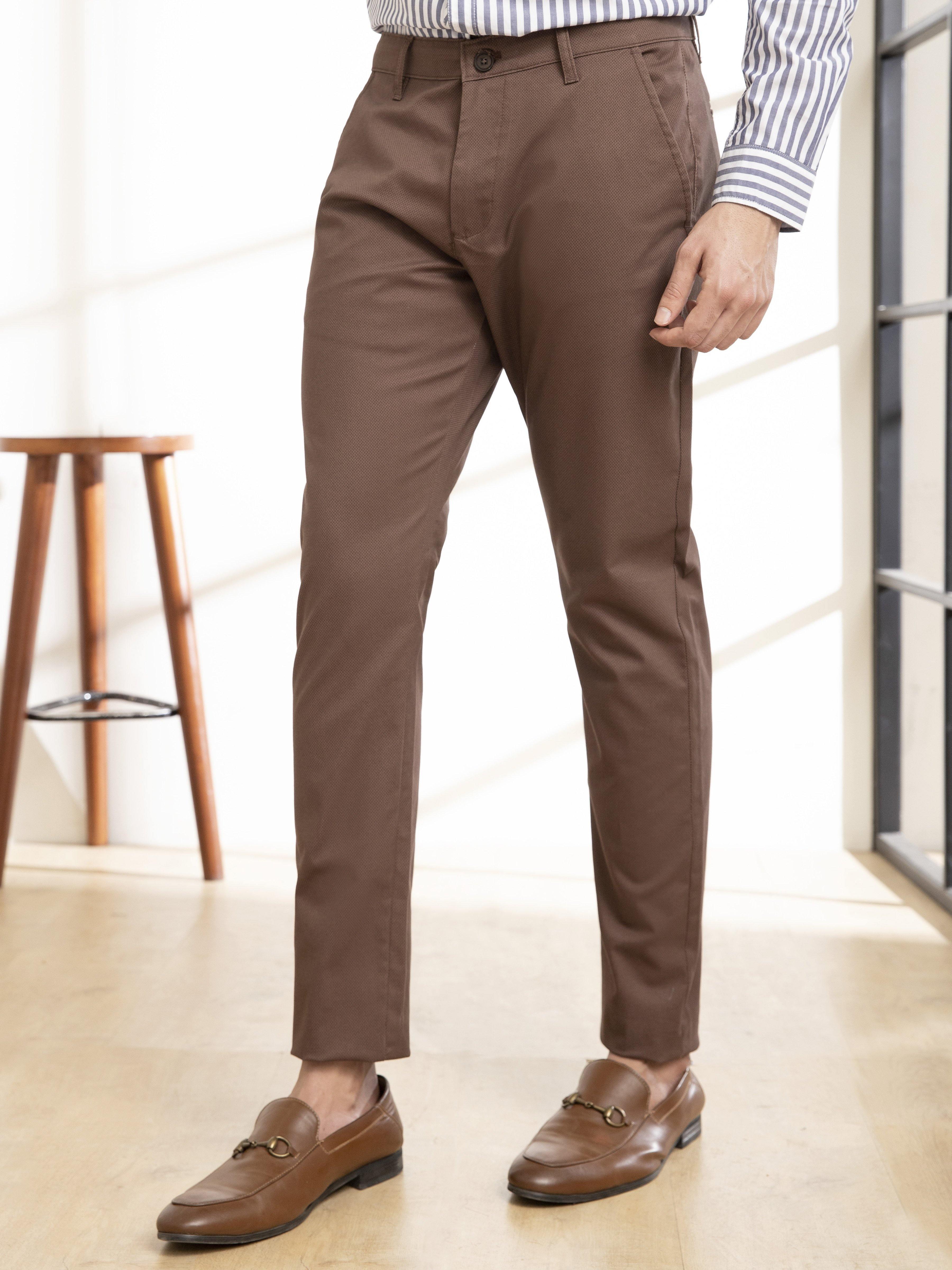 CASUAL PANT SLIM FIT CROSS POCKET BROWN