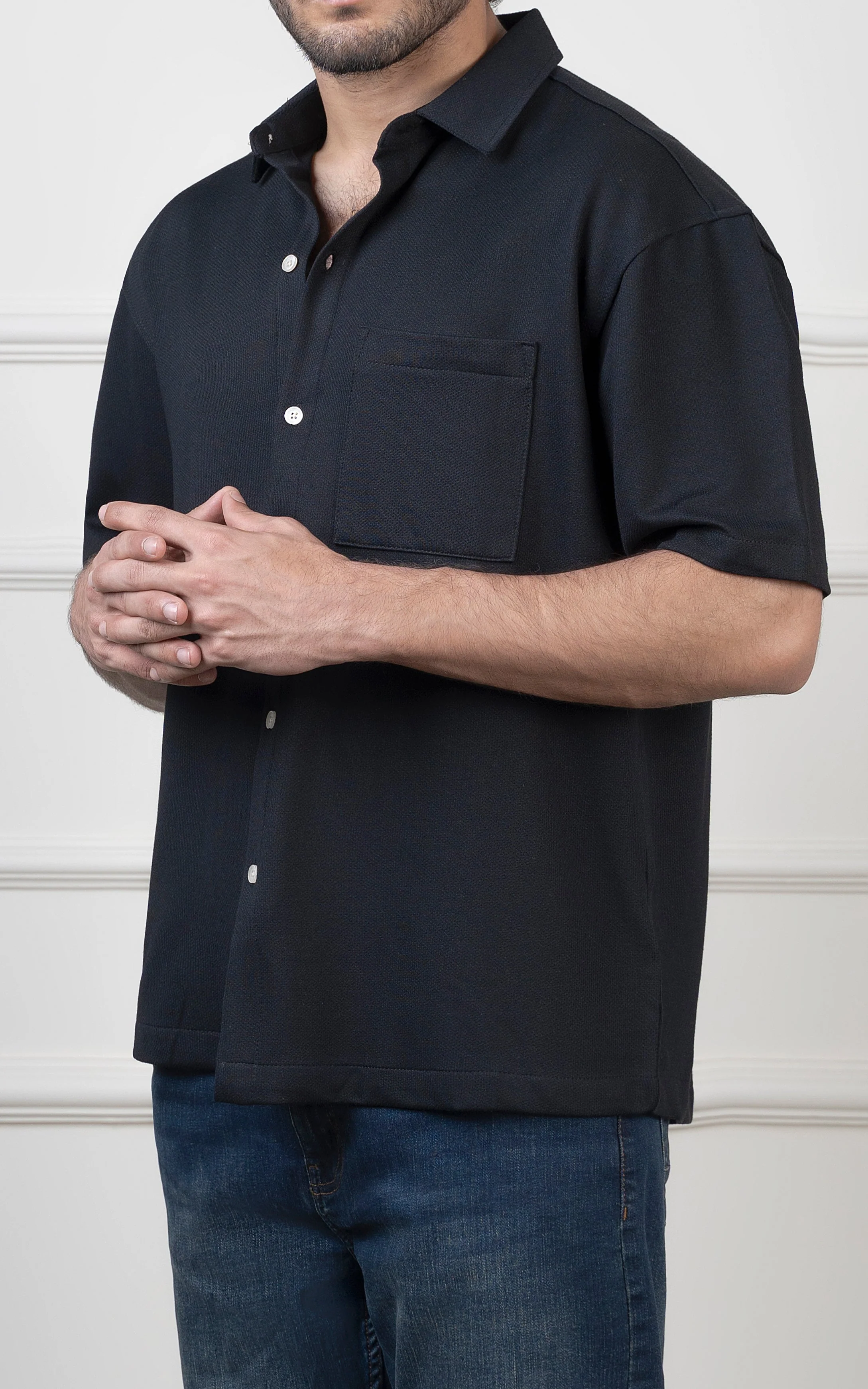 OVERSIZED KNITTED SHIRT BLACK - Image 16