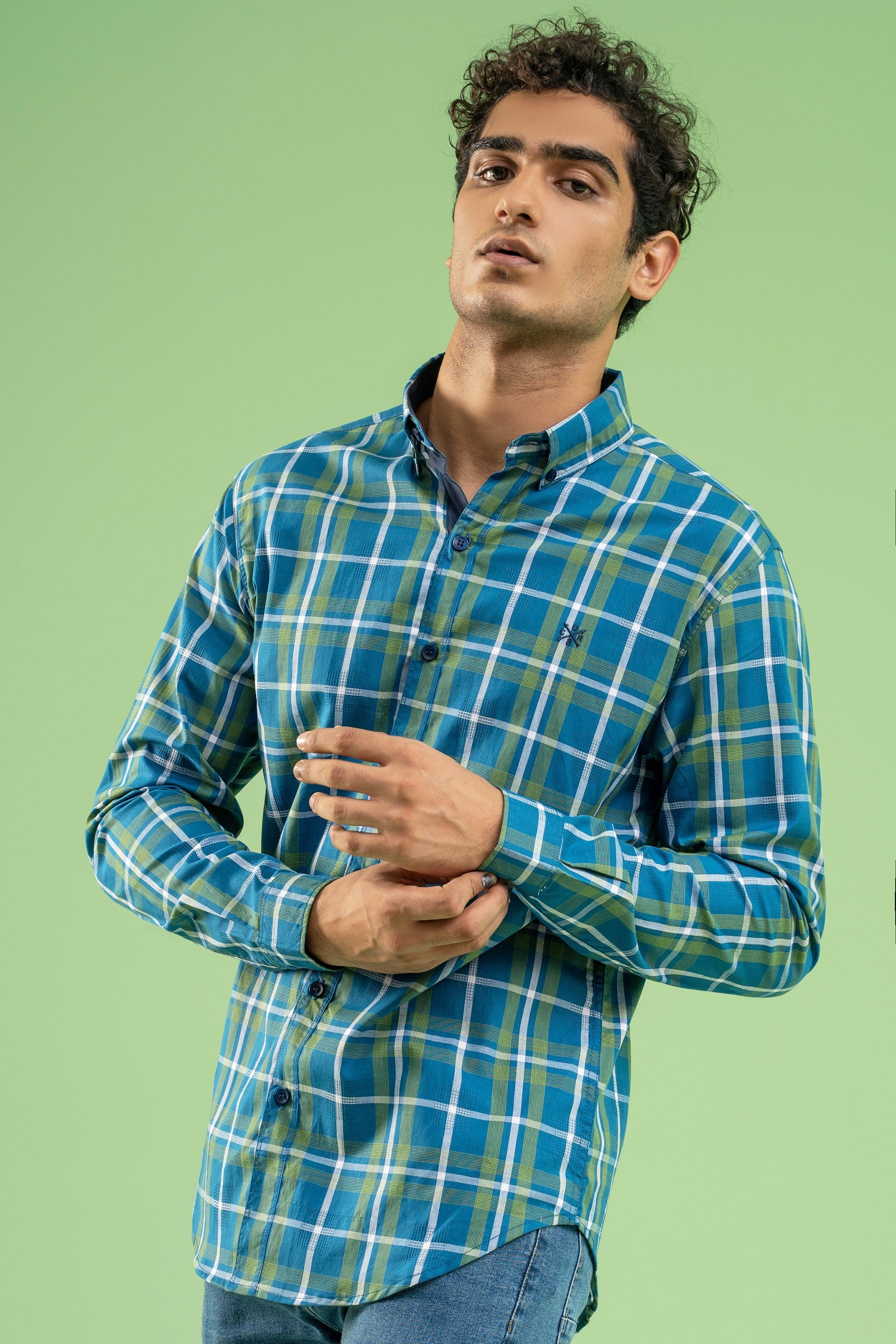 CASUAL SHIRT BLUE GREEN - Image 4