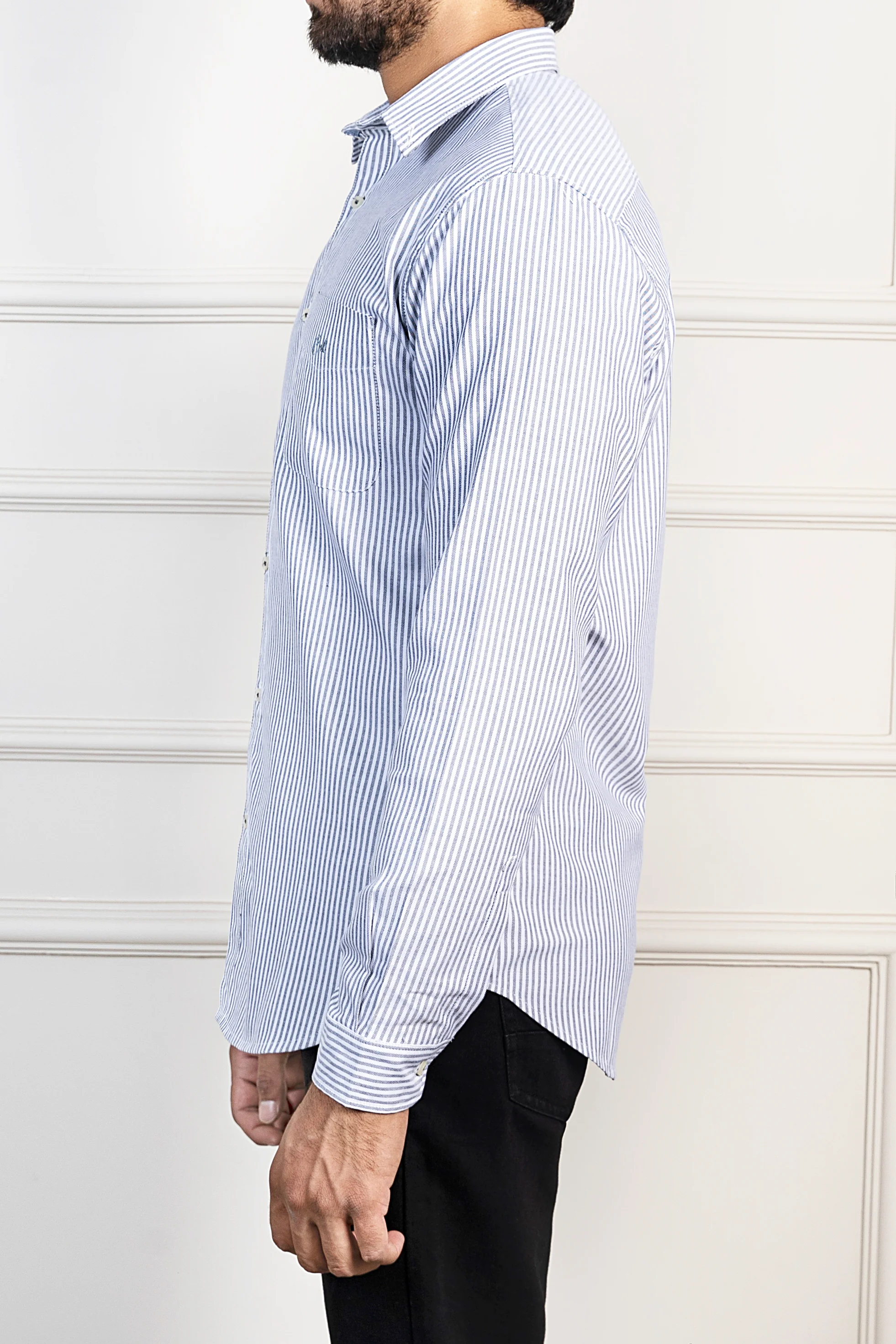 CASUAL SHIRT BUTTON DOWN COLLAR GREEN STRIPED - Image 4