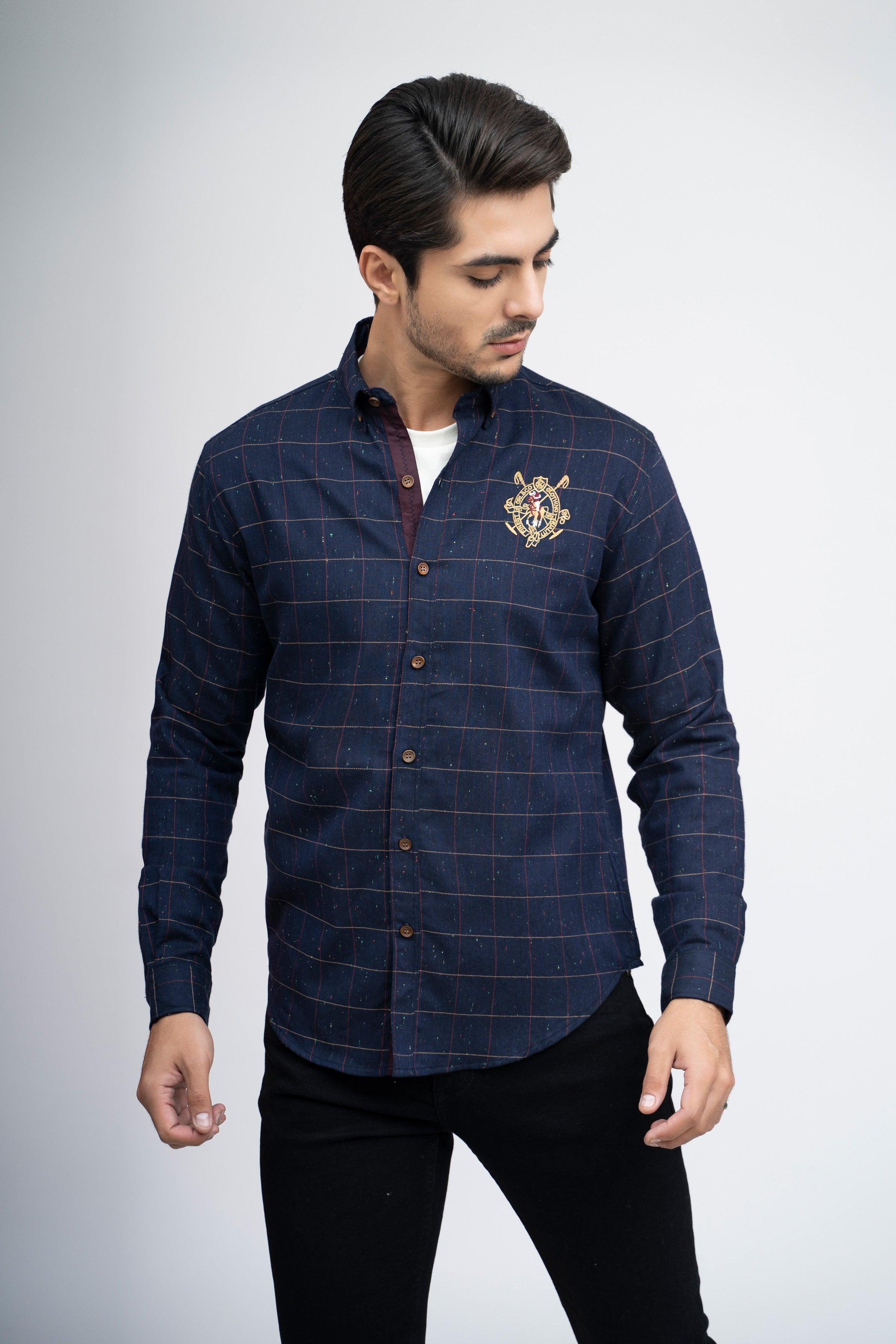 CASUAL SHIRT F/S NAVY CHECK