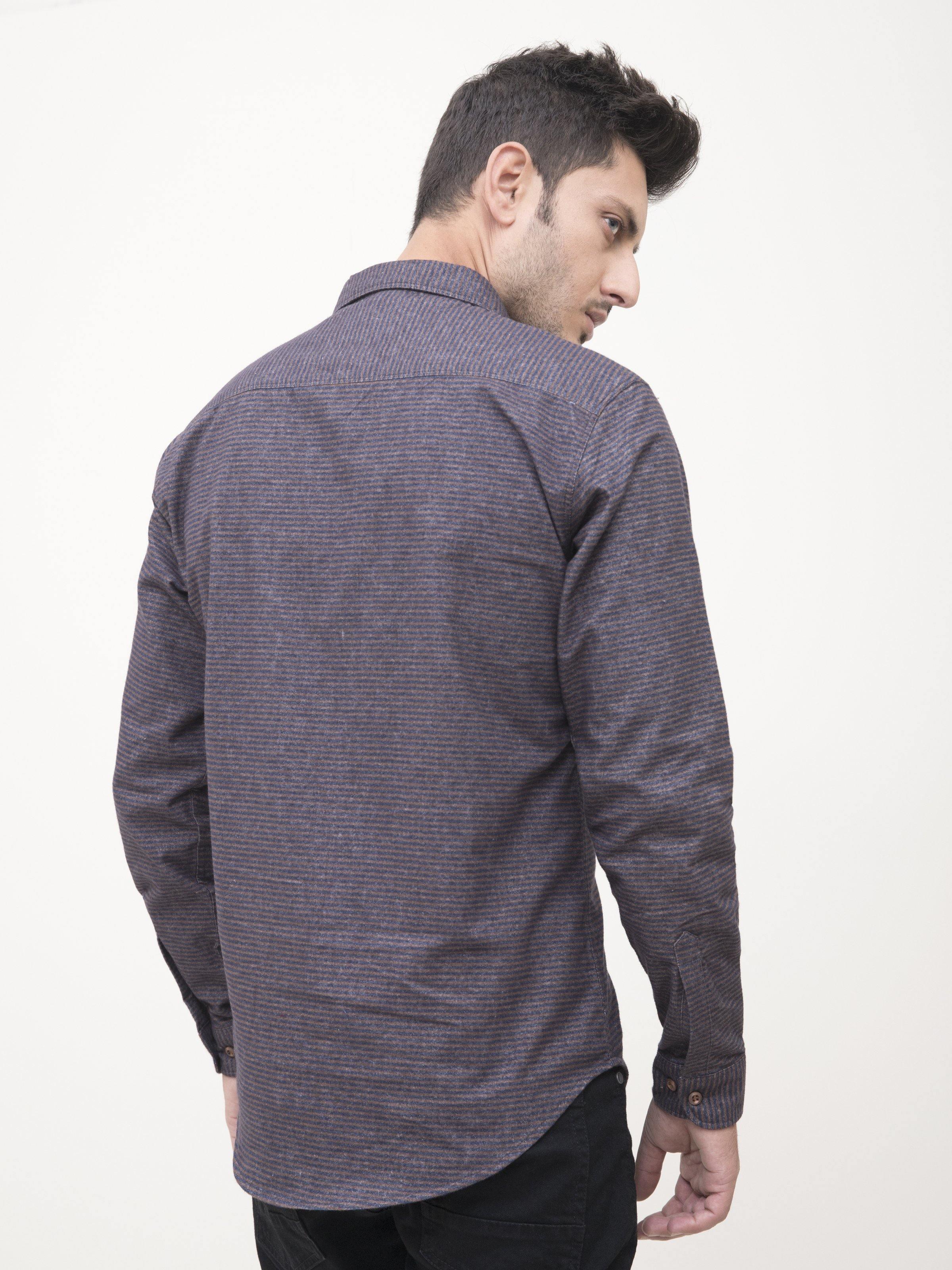 CASUAL SHIRT FULL SLEEVE BROWN BLUE - Image 4