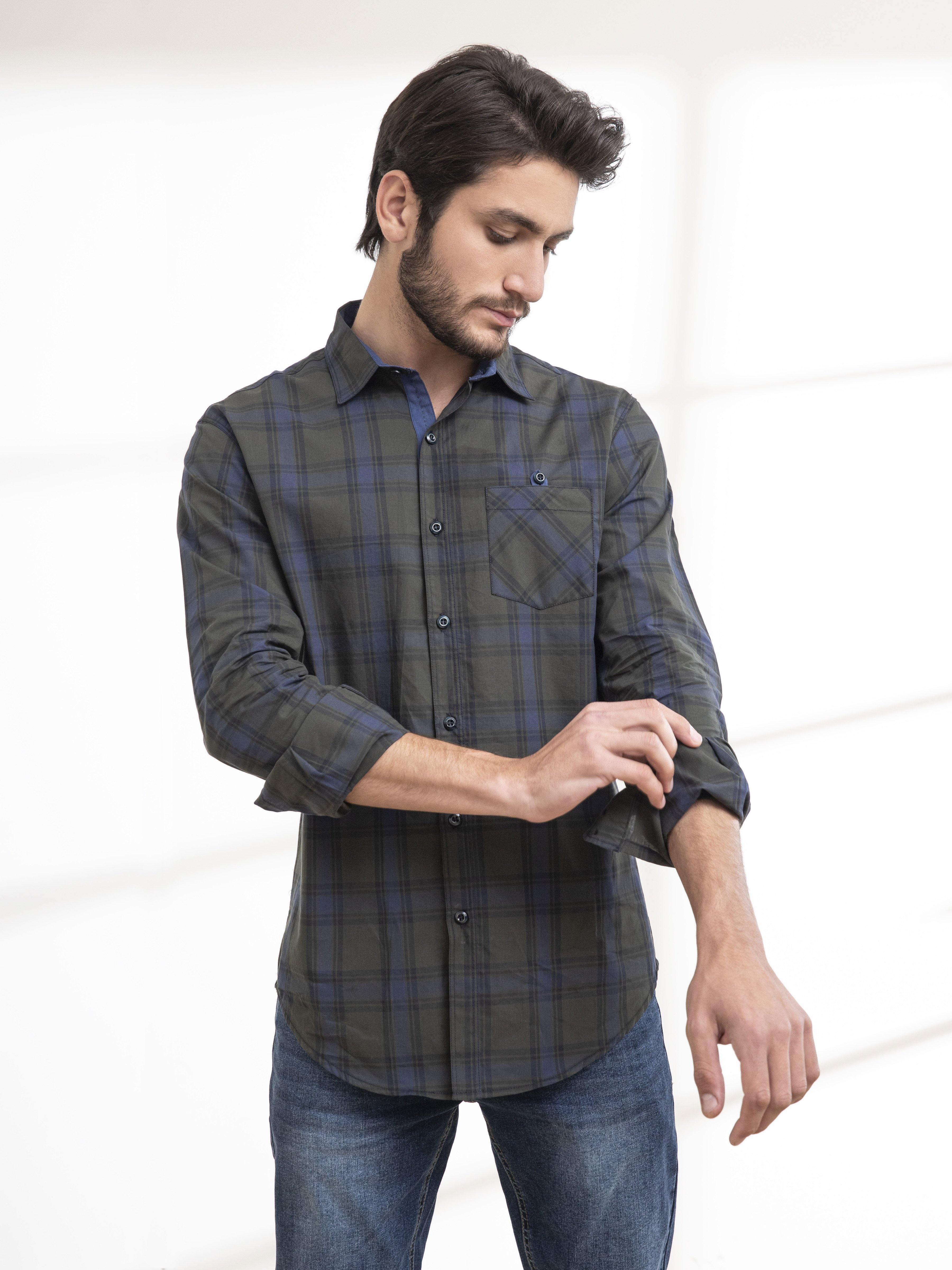 CASUAL SHIRT FULL SLEEVE GREEN CHECK