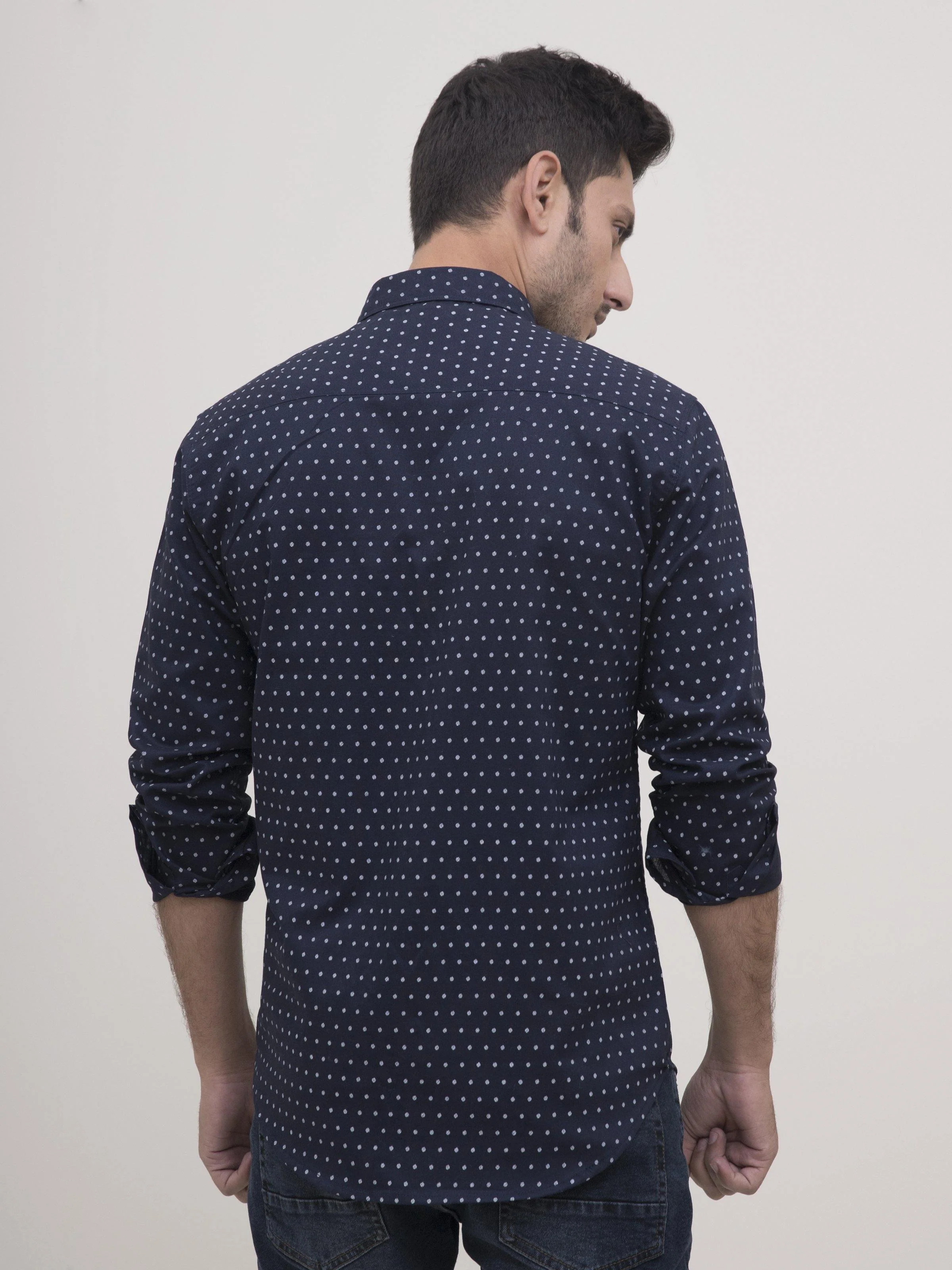 CASUAL SHIRT FULL SLEEVE NAVY WHITE - Image 4