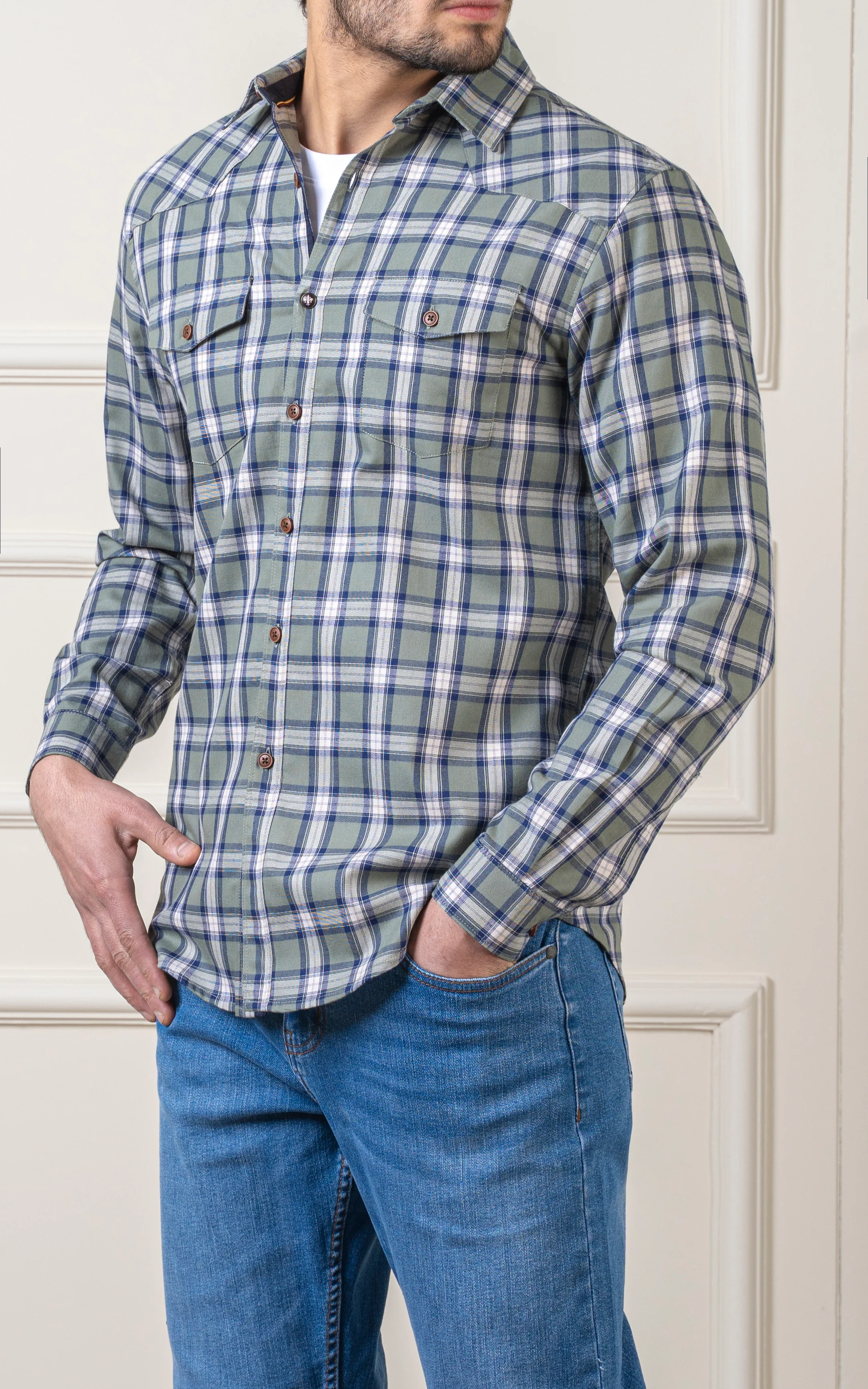 CASUAL SHIRT GREEN CHECK - Image 3