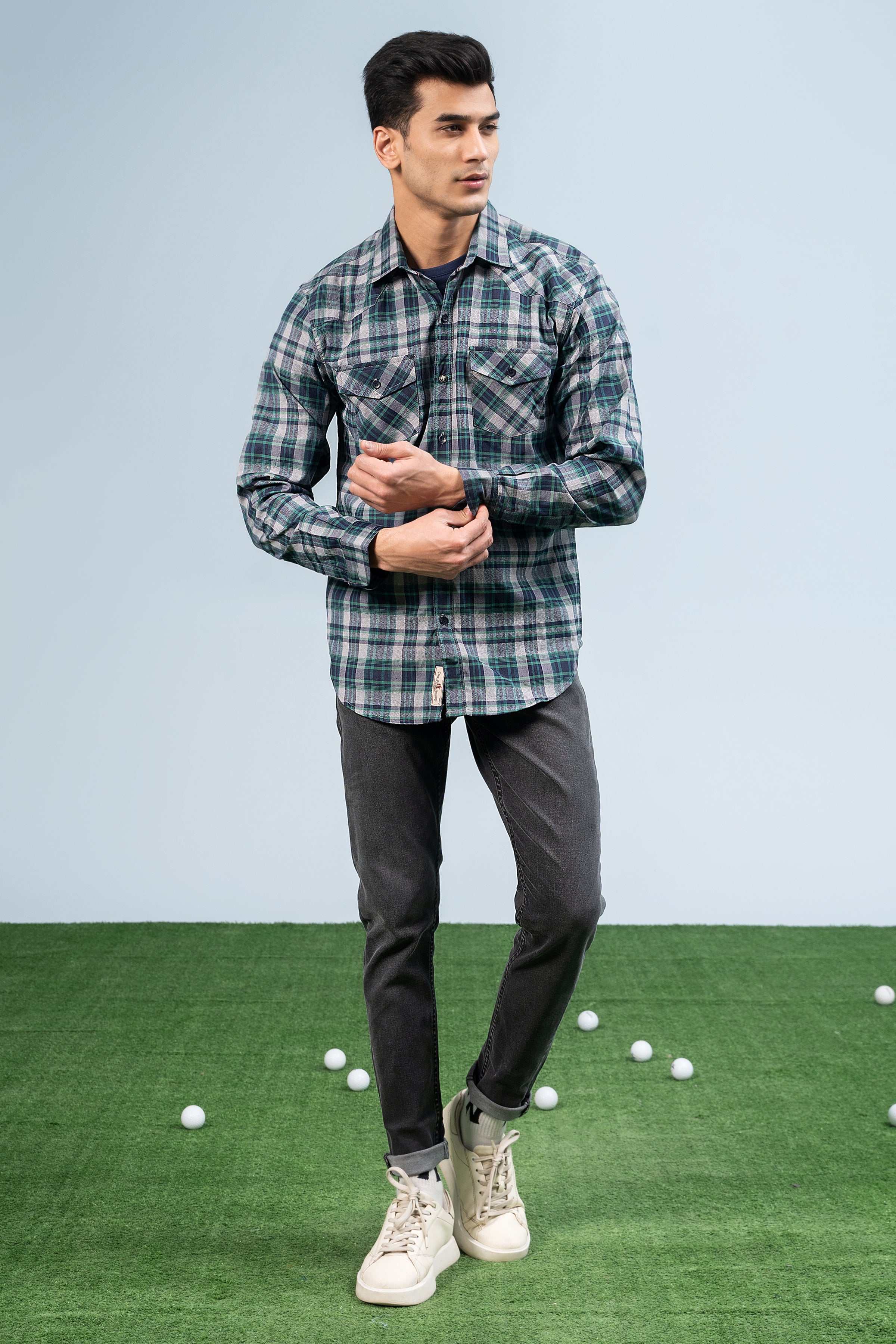 CASUAL SHIRT GREEN CHECK
