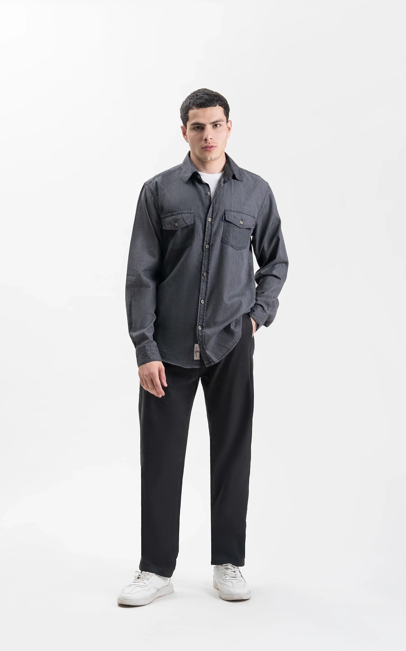SMART FIT DENIM CASUAL SHIRT GREY