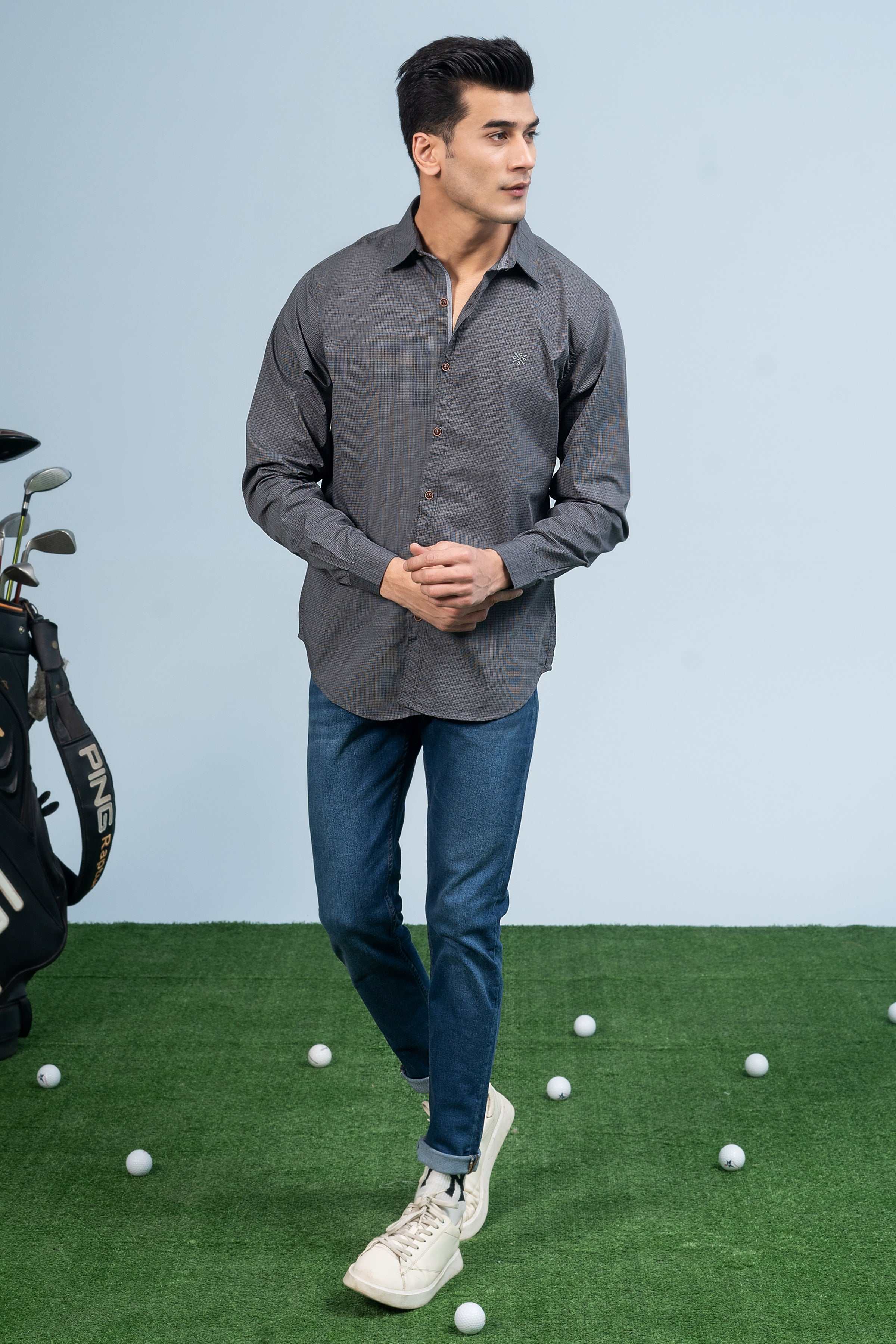 CASUAL SHIRT GREY CHECK