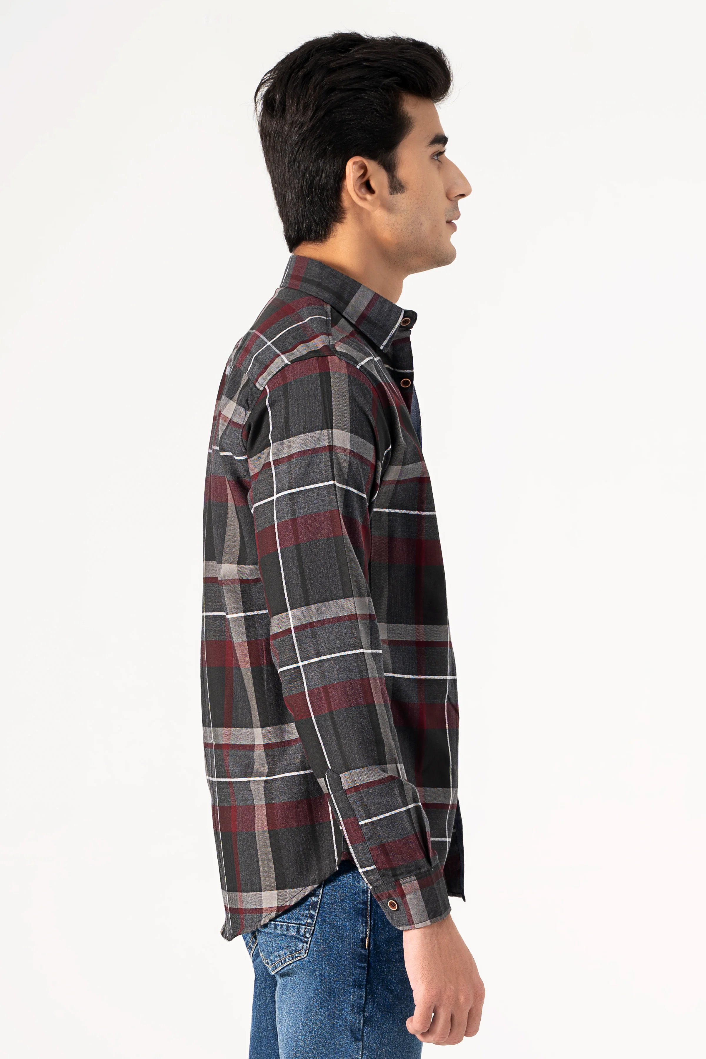 CASUAL SHIRT GREY MAROON - Image 3
