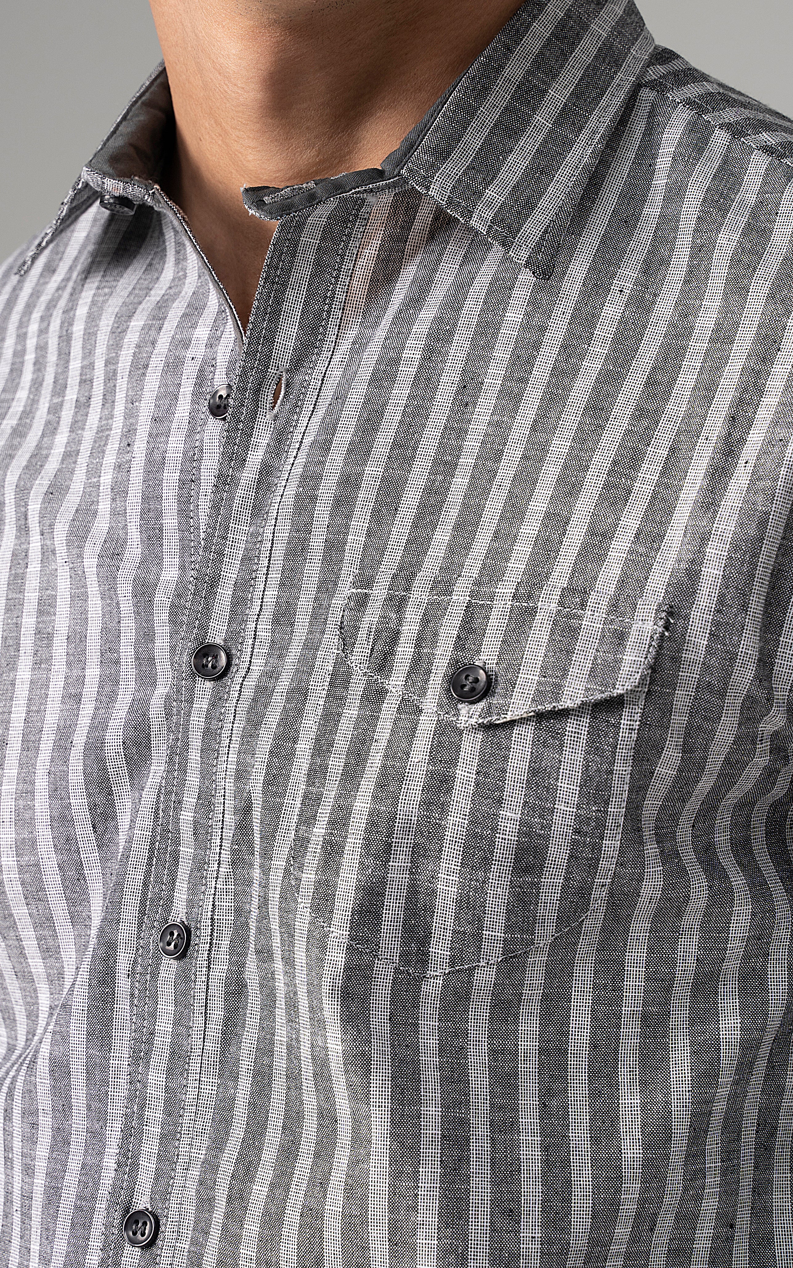 CASUAL SHIRT GREY STRIPES - Image 2