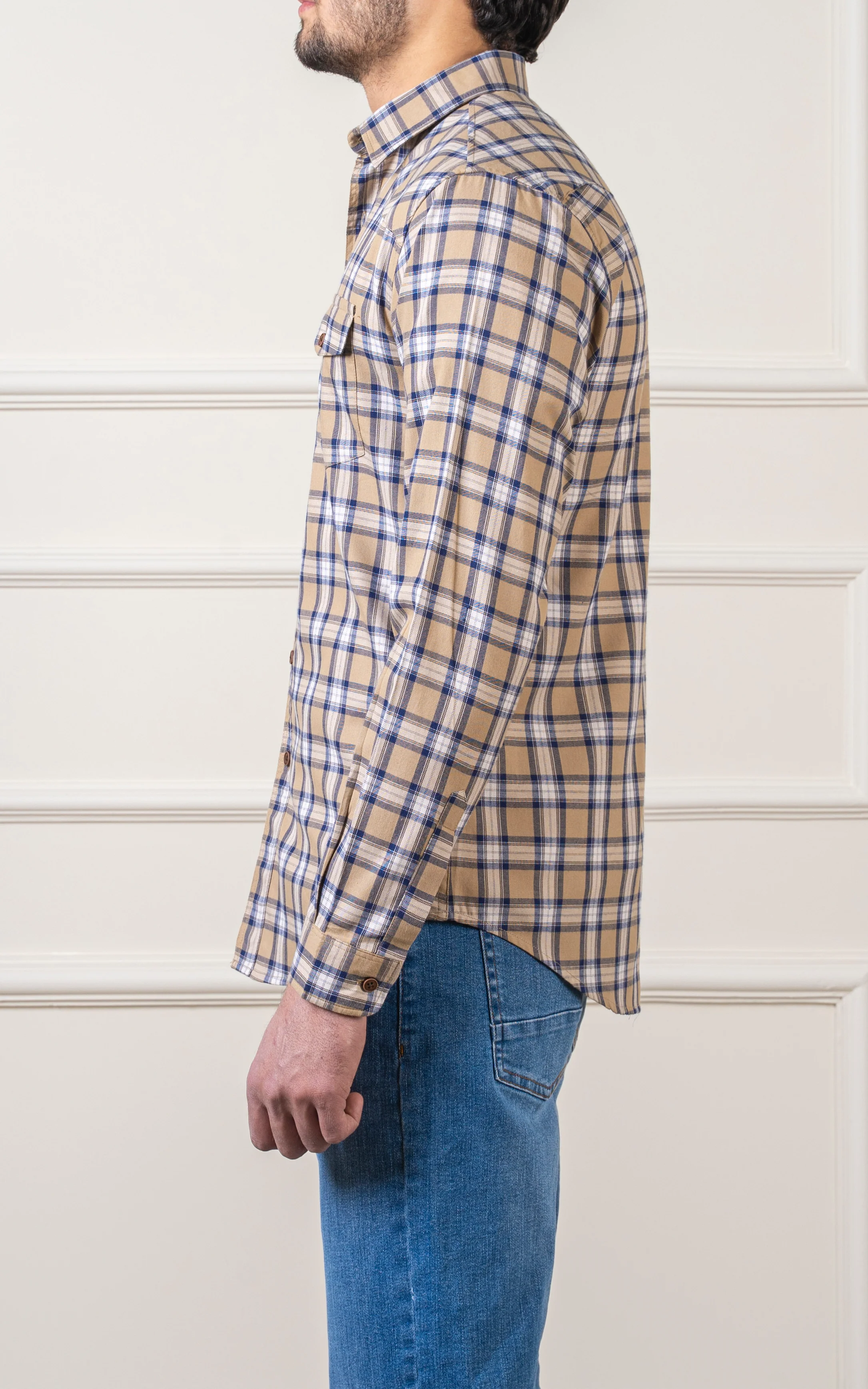 CASUAL SHIRT KHAKI CHECK - Image 4