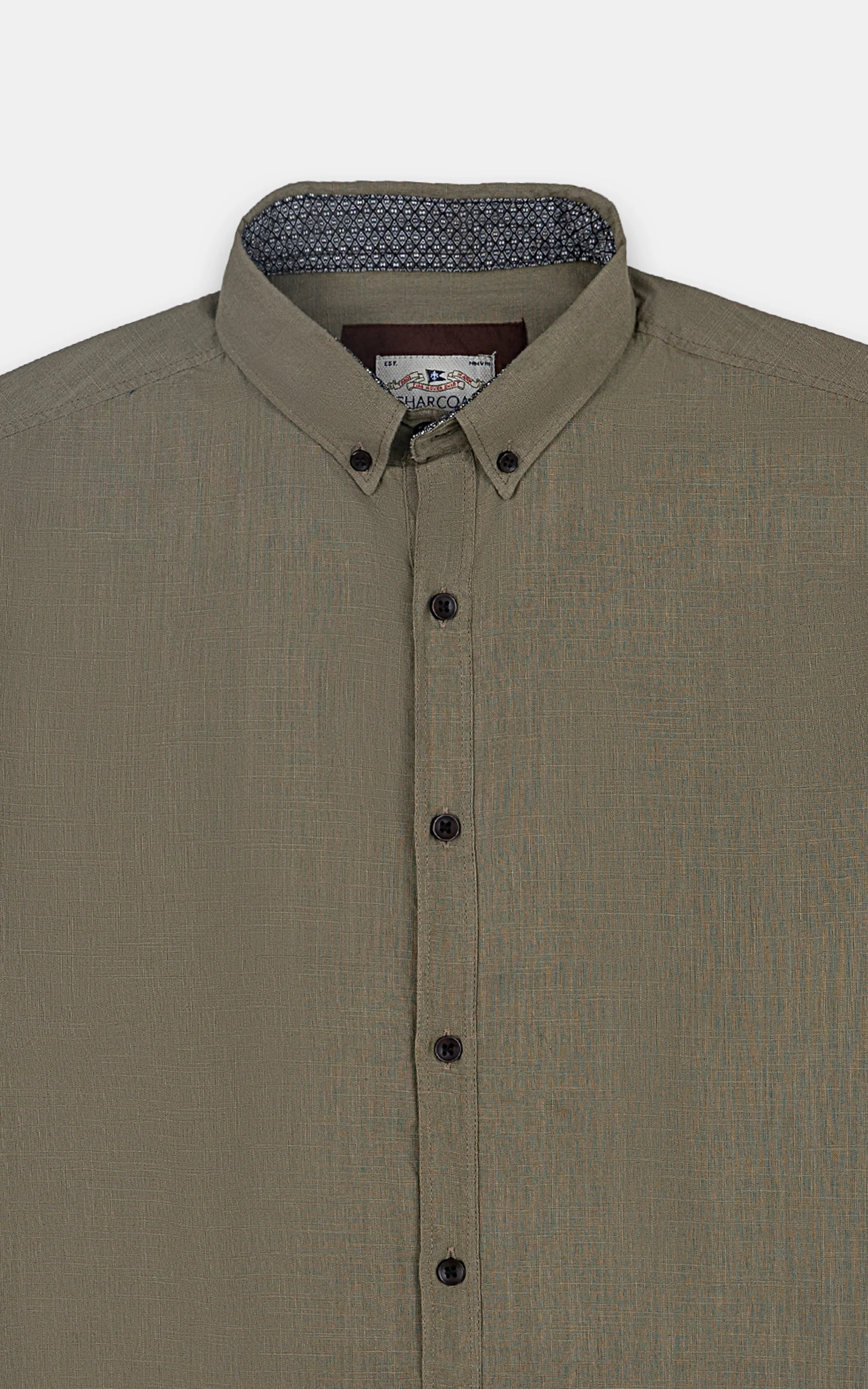 CASUAL SHIRT KHAKI SELF TEXTURE - Image 2