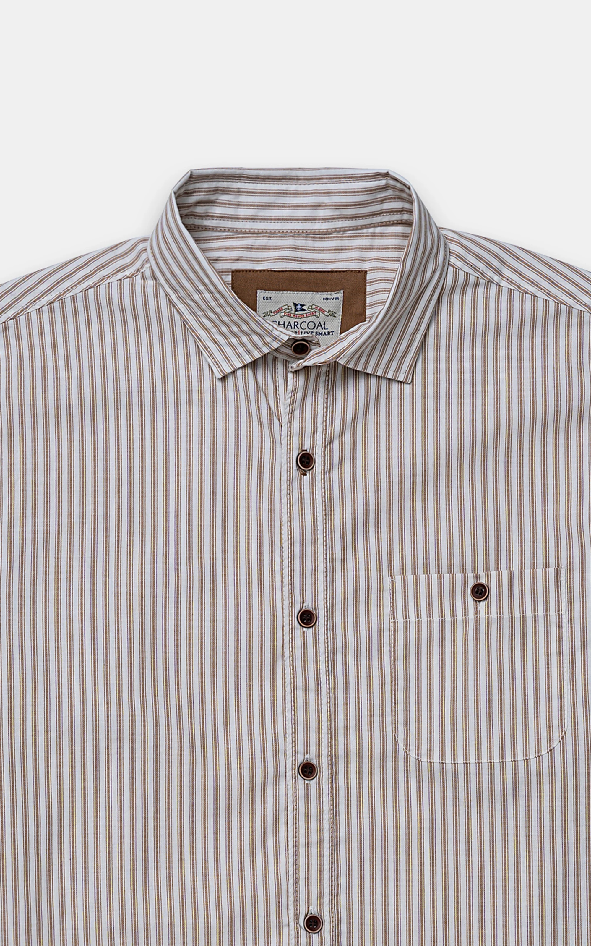 CASUAL SHIRT KHAKI STRIPER - Image 2