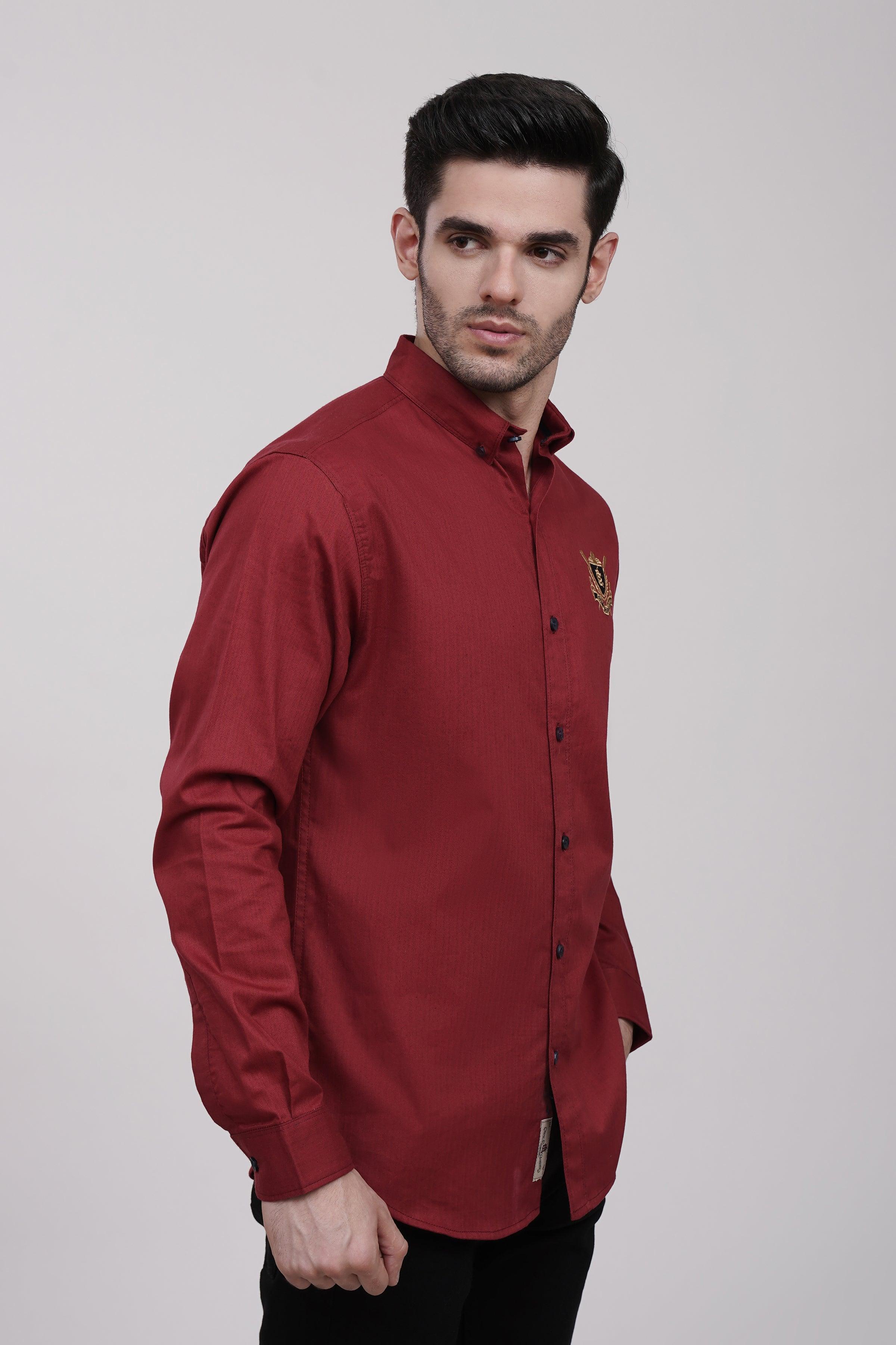 CASUAL SHIRT MAROON - Image 3