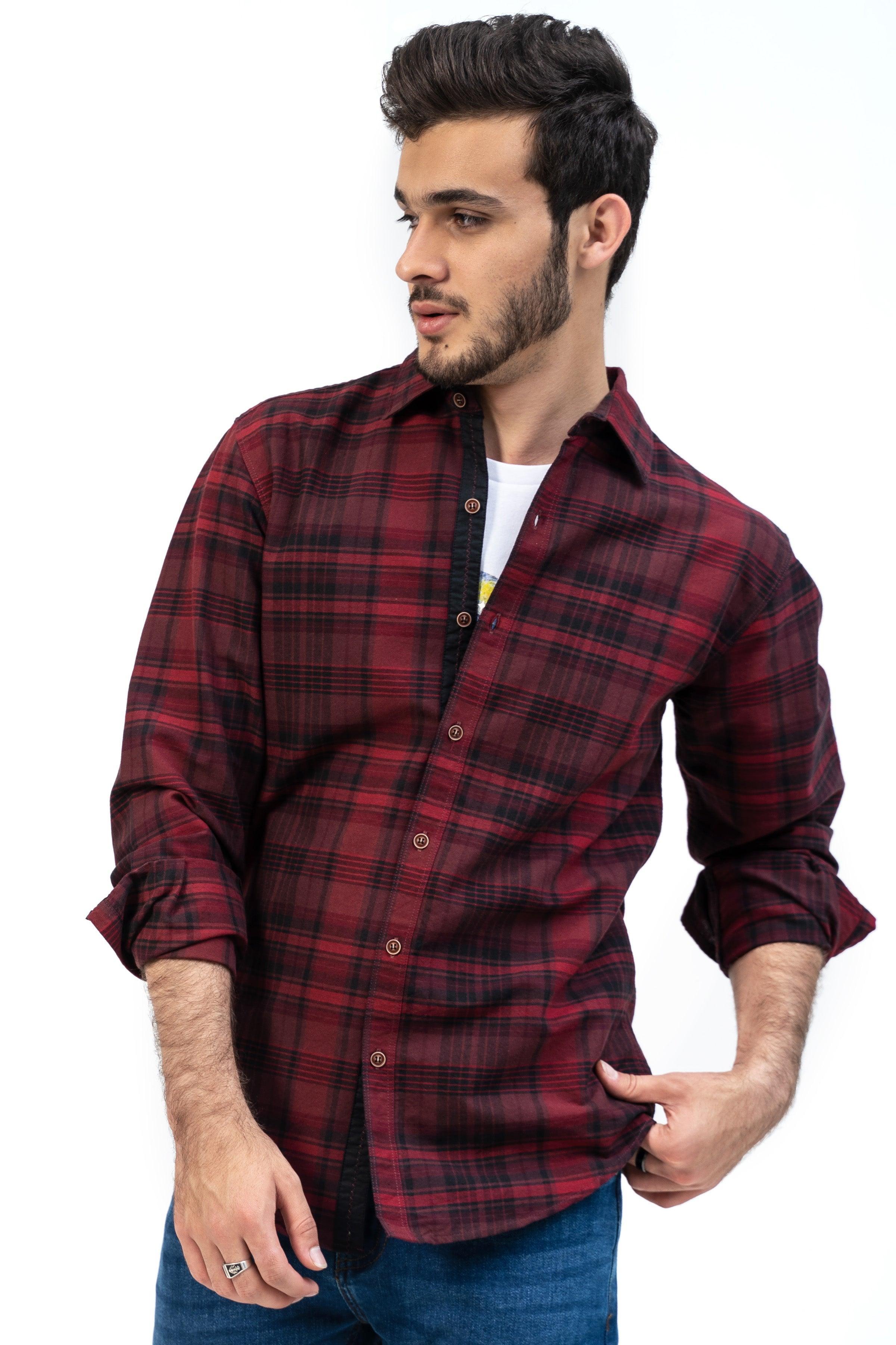 CASUAL SHIRT MAROON BLACK - Image 4