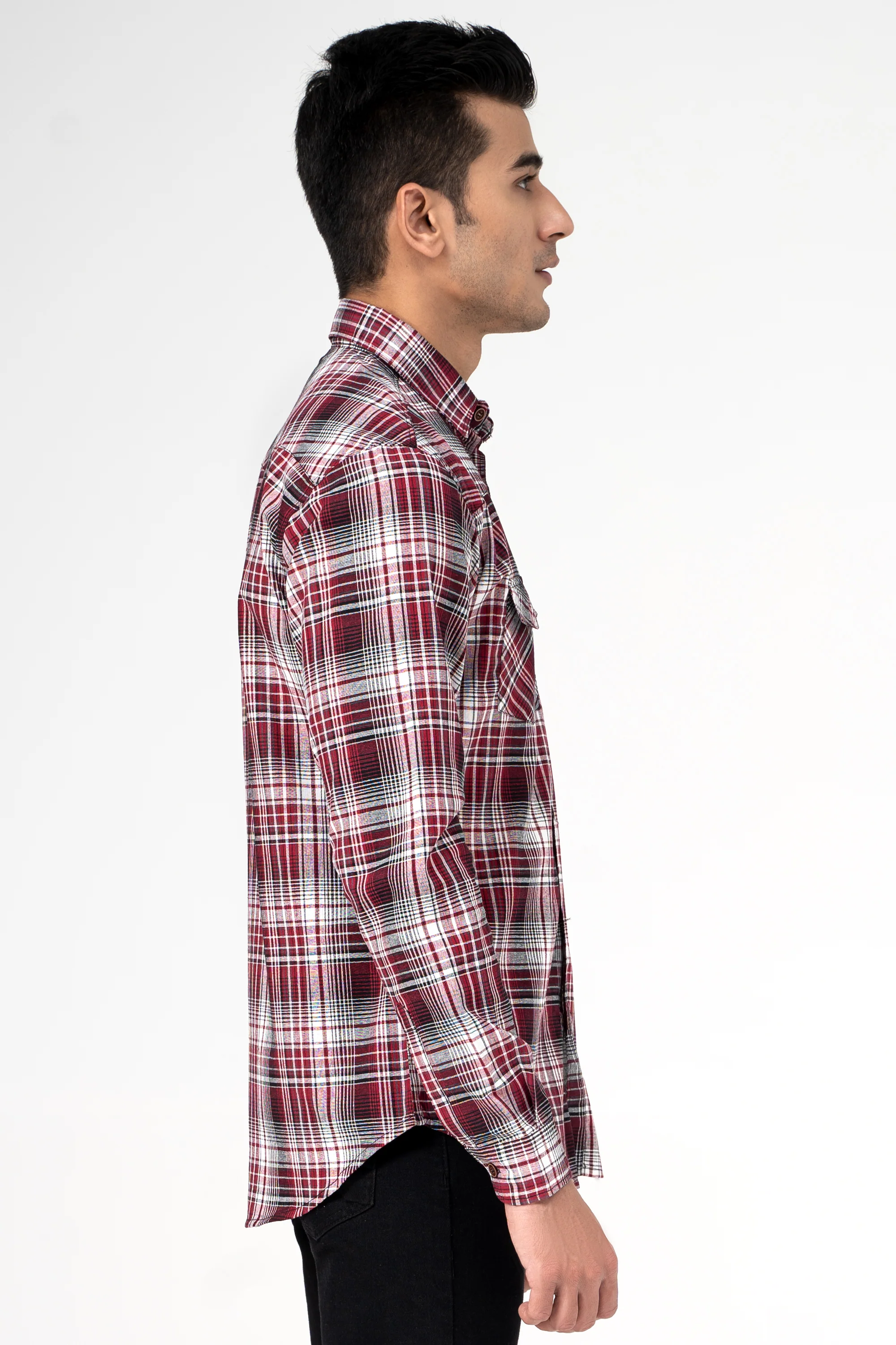 CASUAL SHIRT MAROON CHECK - Image 5
