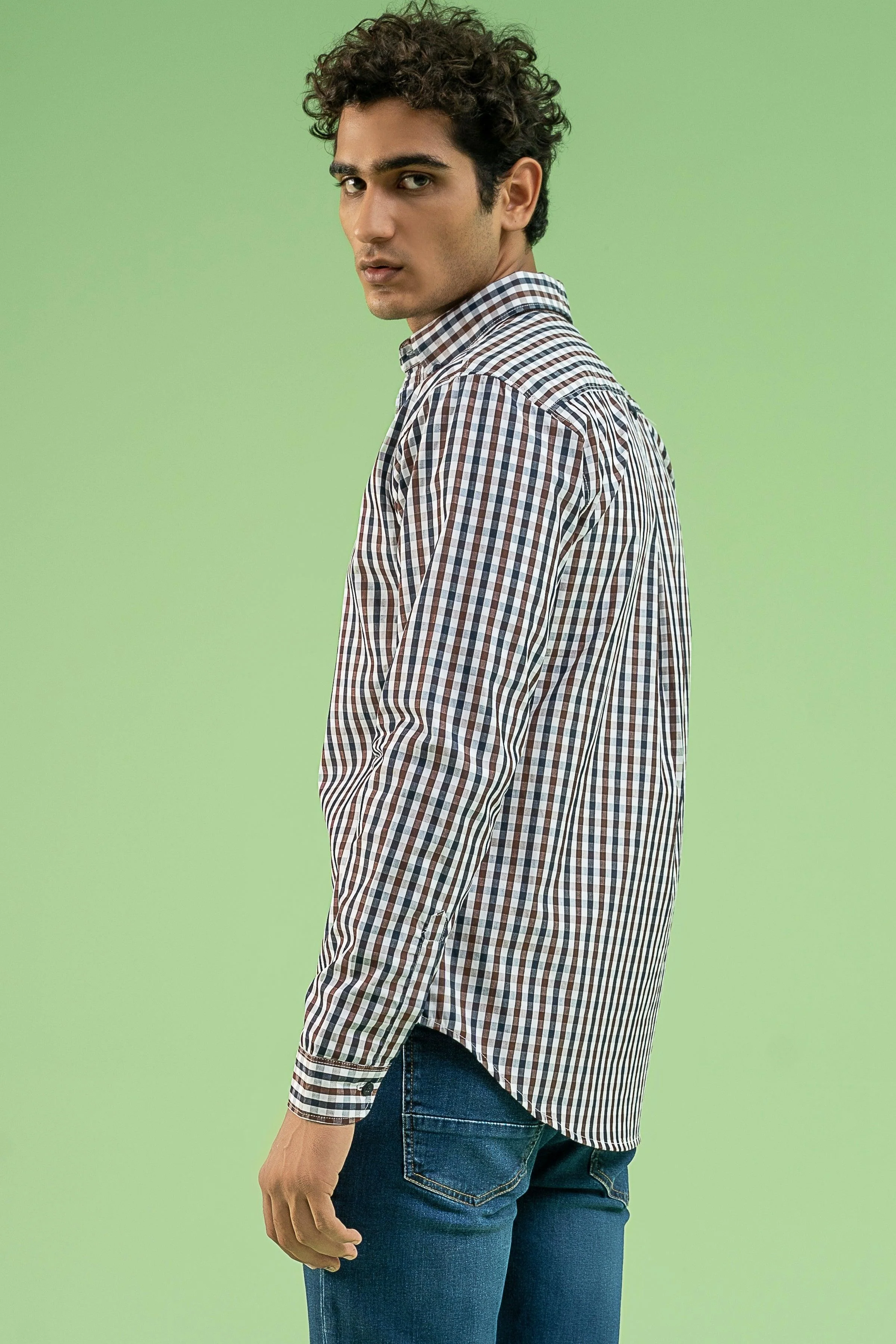 CASUAL SHIRT NAVY BROWN - Image 3