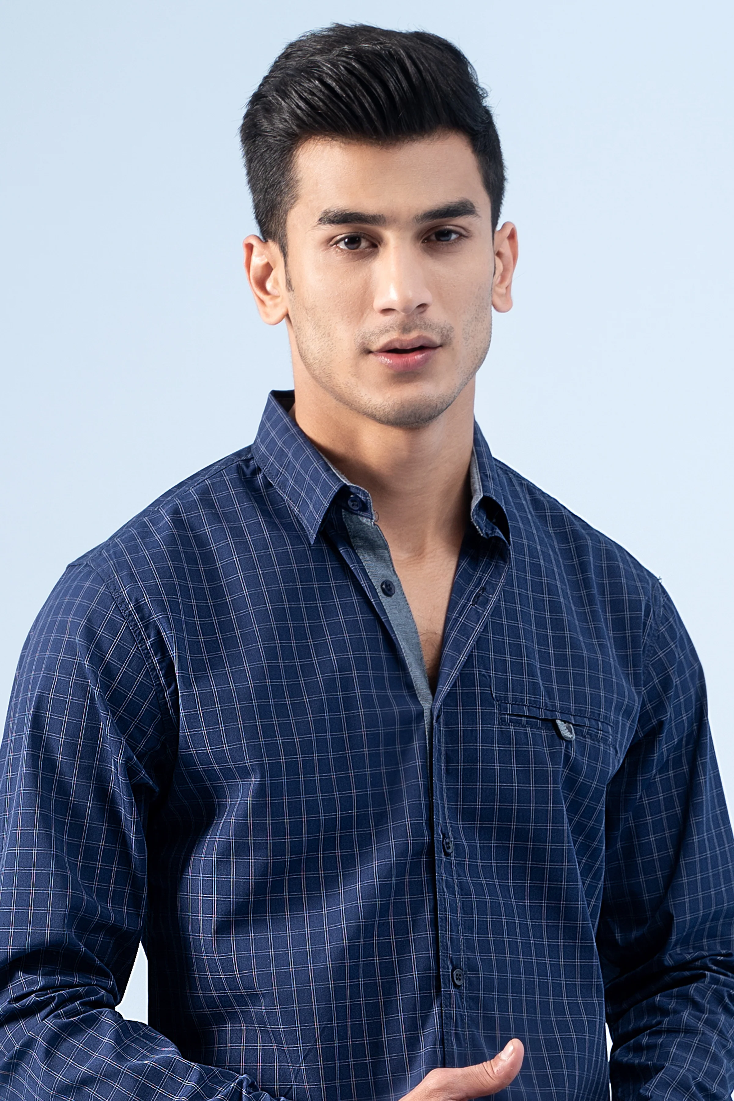 CASUAL SHIRT NAVY CHECK - Image 4