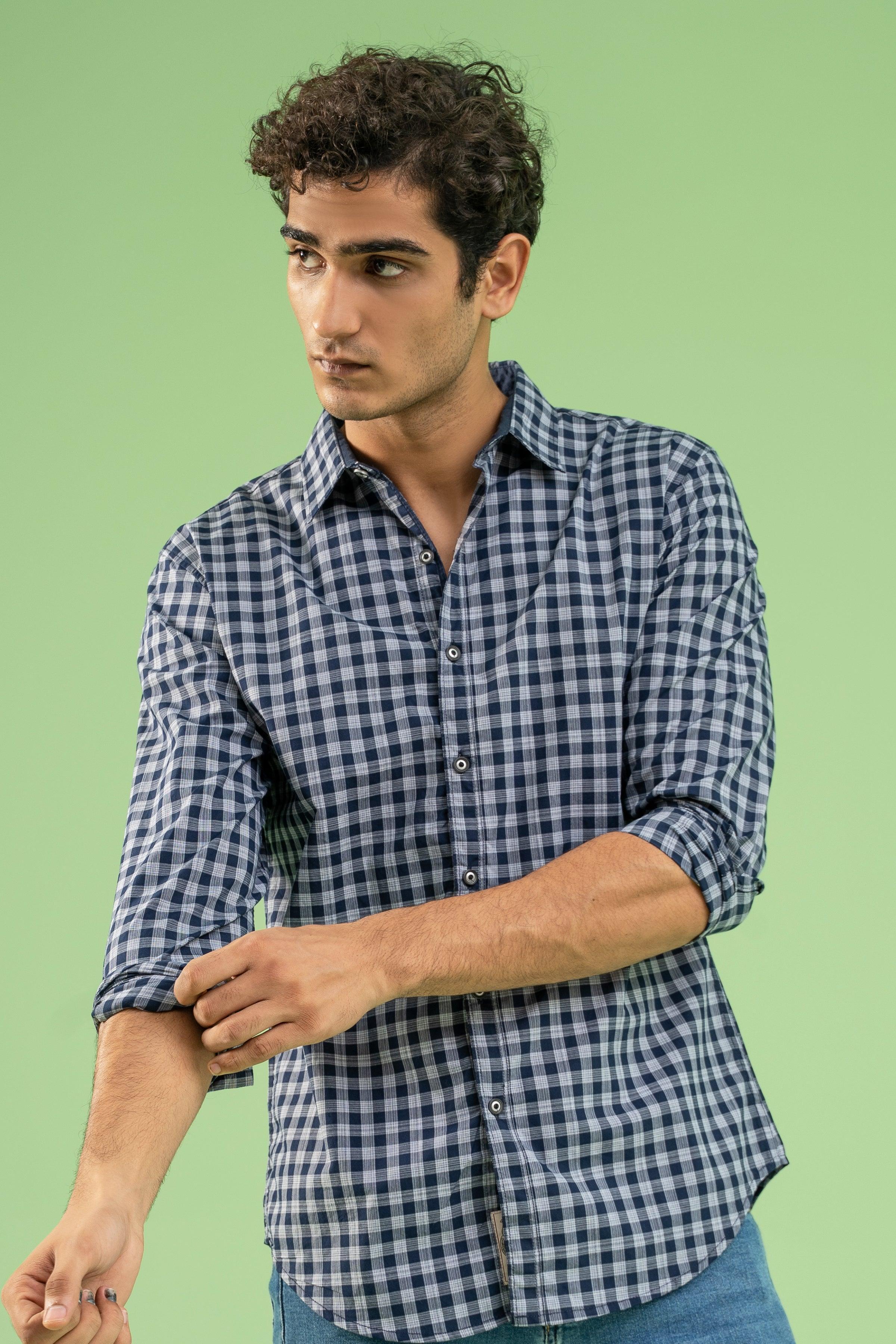 CASUAL SHIRT NAVY GREY - Image 4