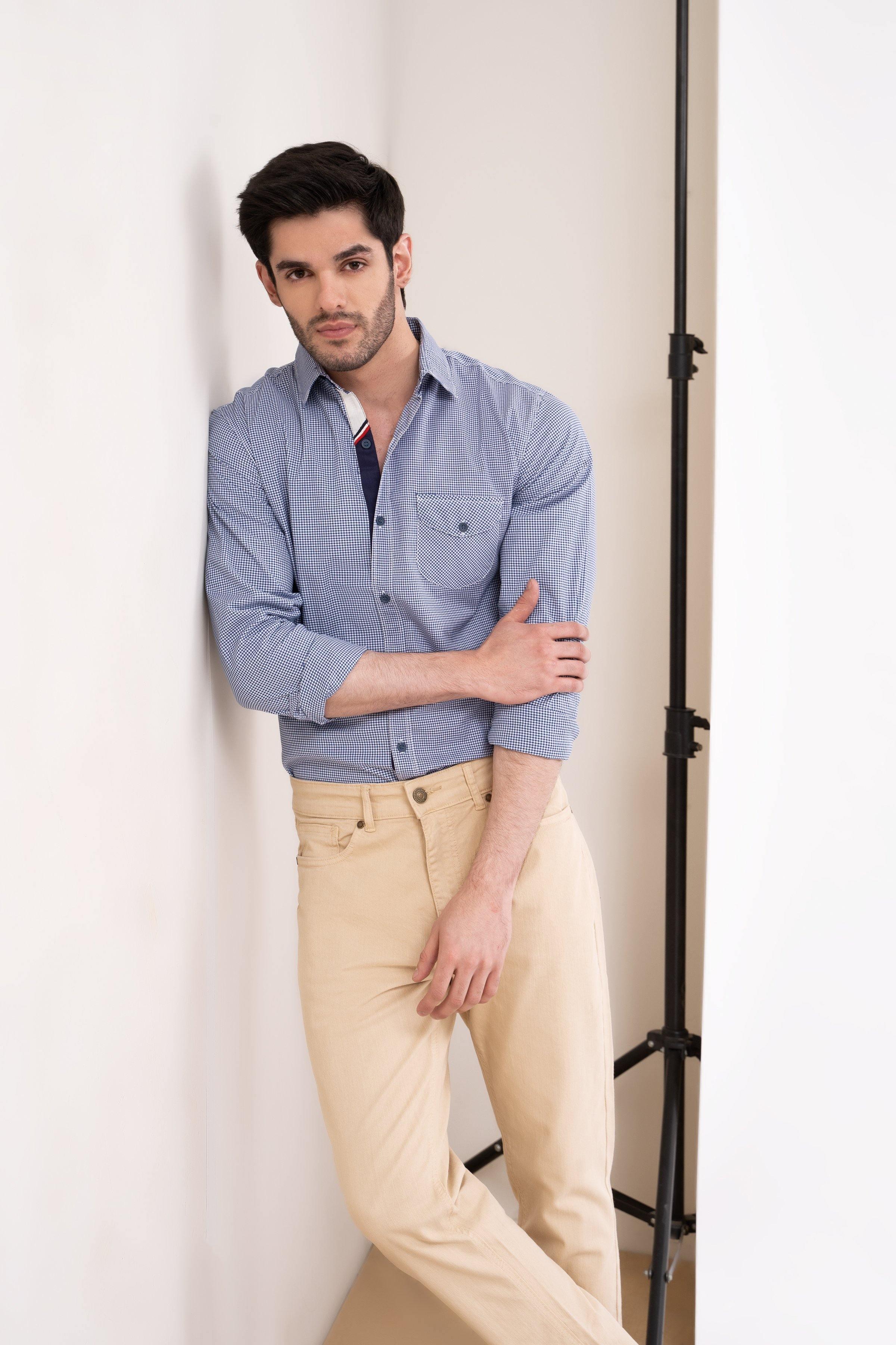 CASUAL SHIRT NAVY WHITE CHECK - Image 4