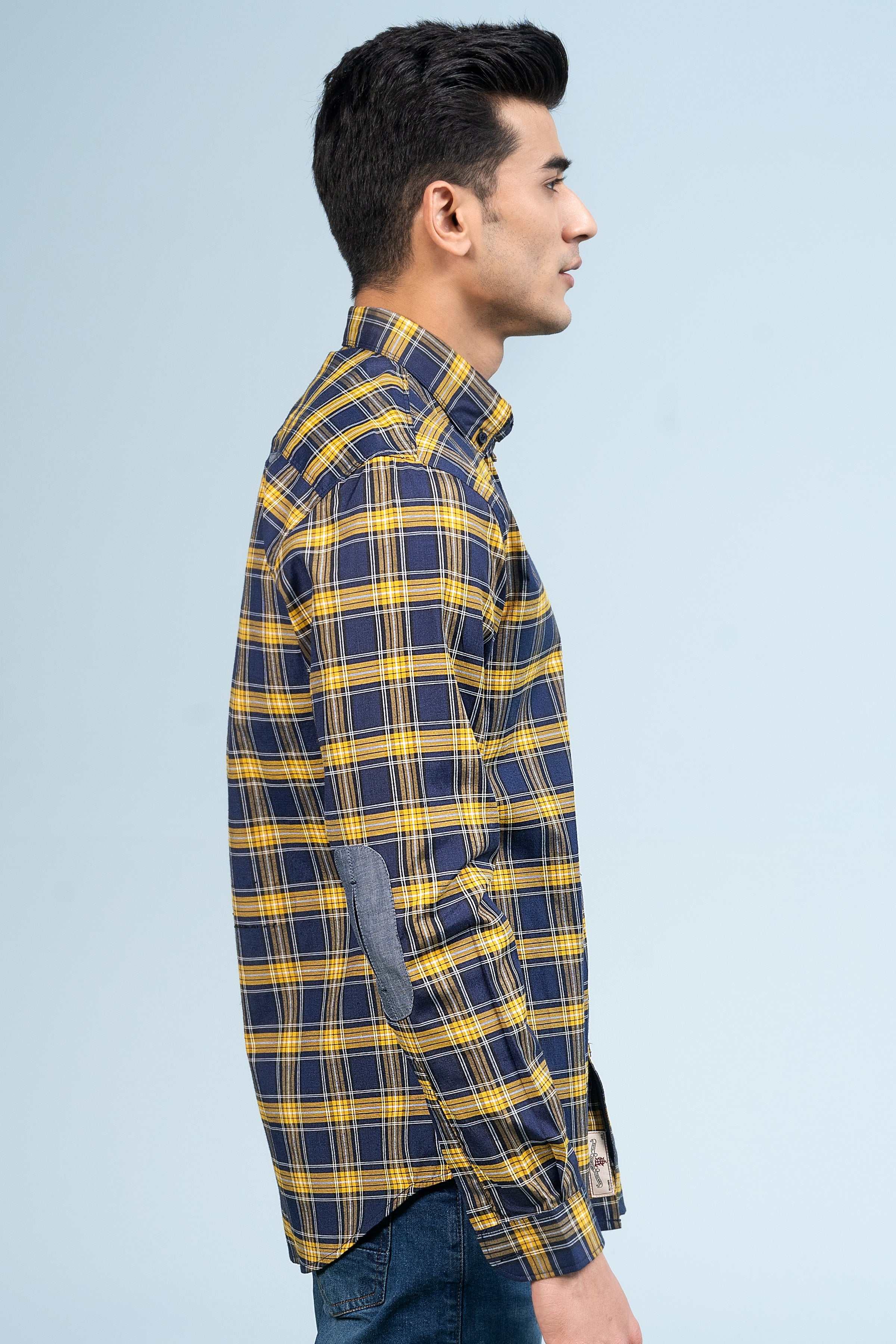 CASUAL SHIRT NAVY YELLOW CHECK - Image 3