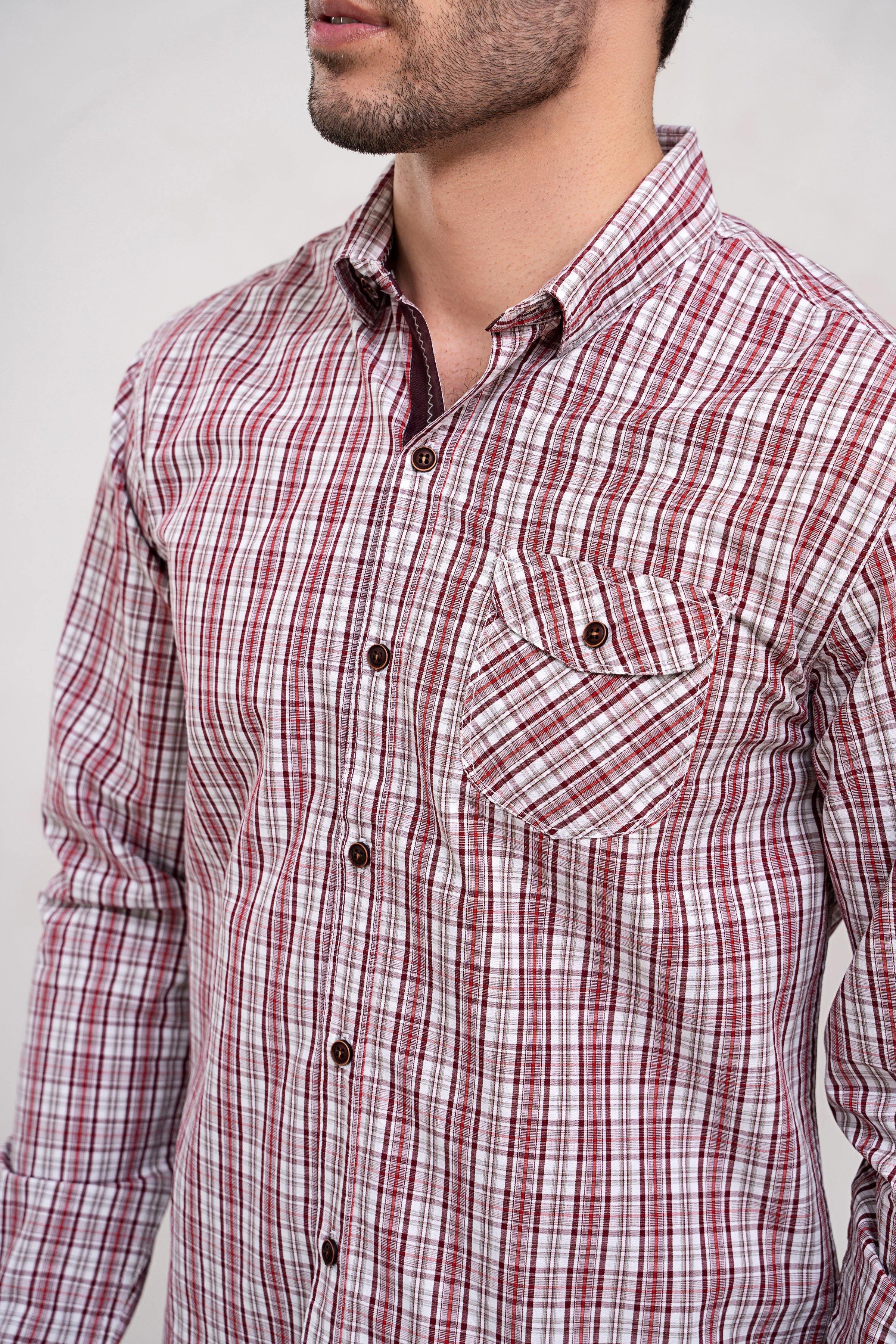 CASUAL SHIRT OFF WHITE MAROON - Image 4