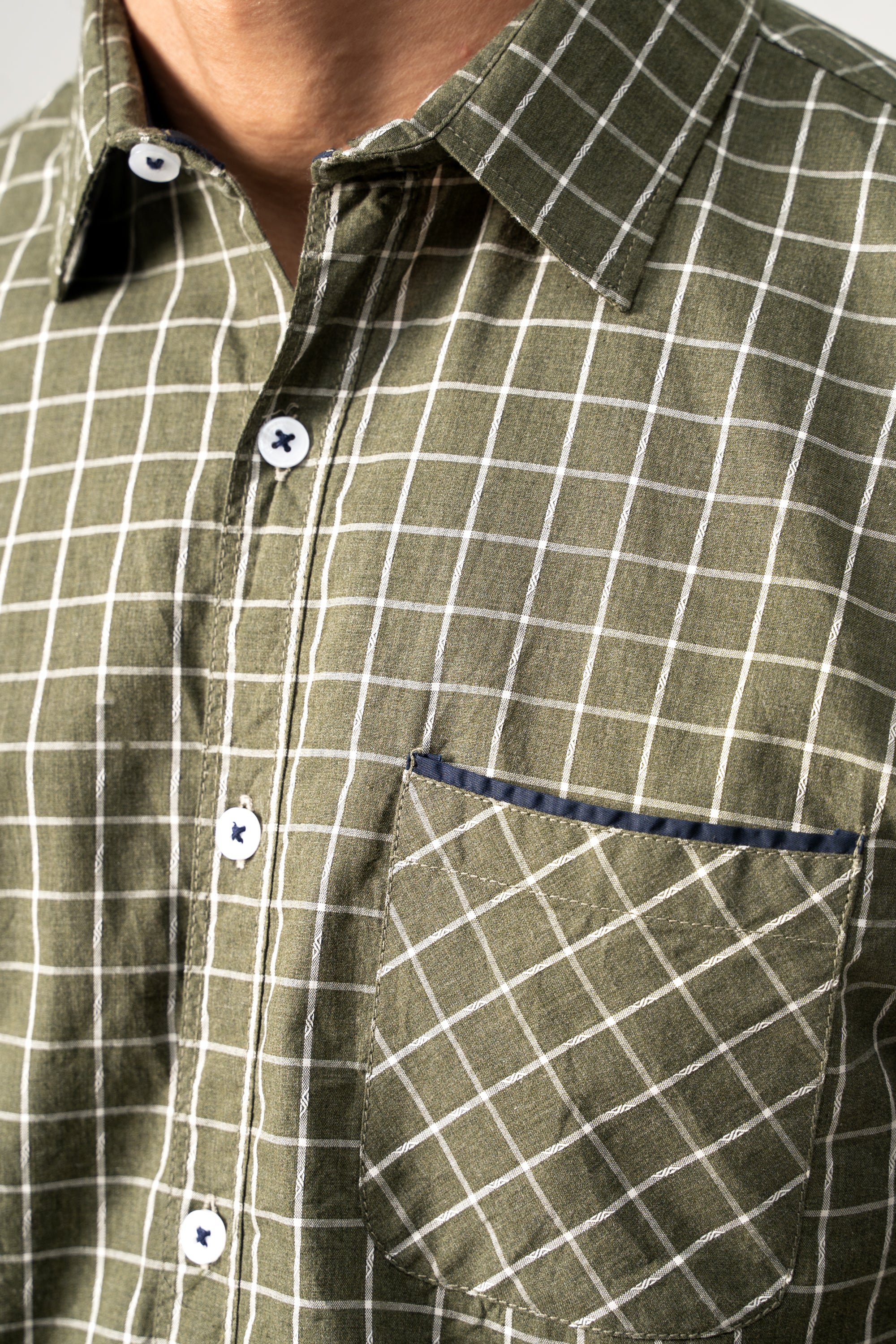 CASUAL SHIRT OLIVE CHECK - Image 5