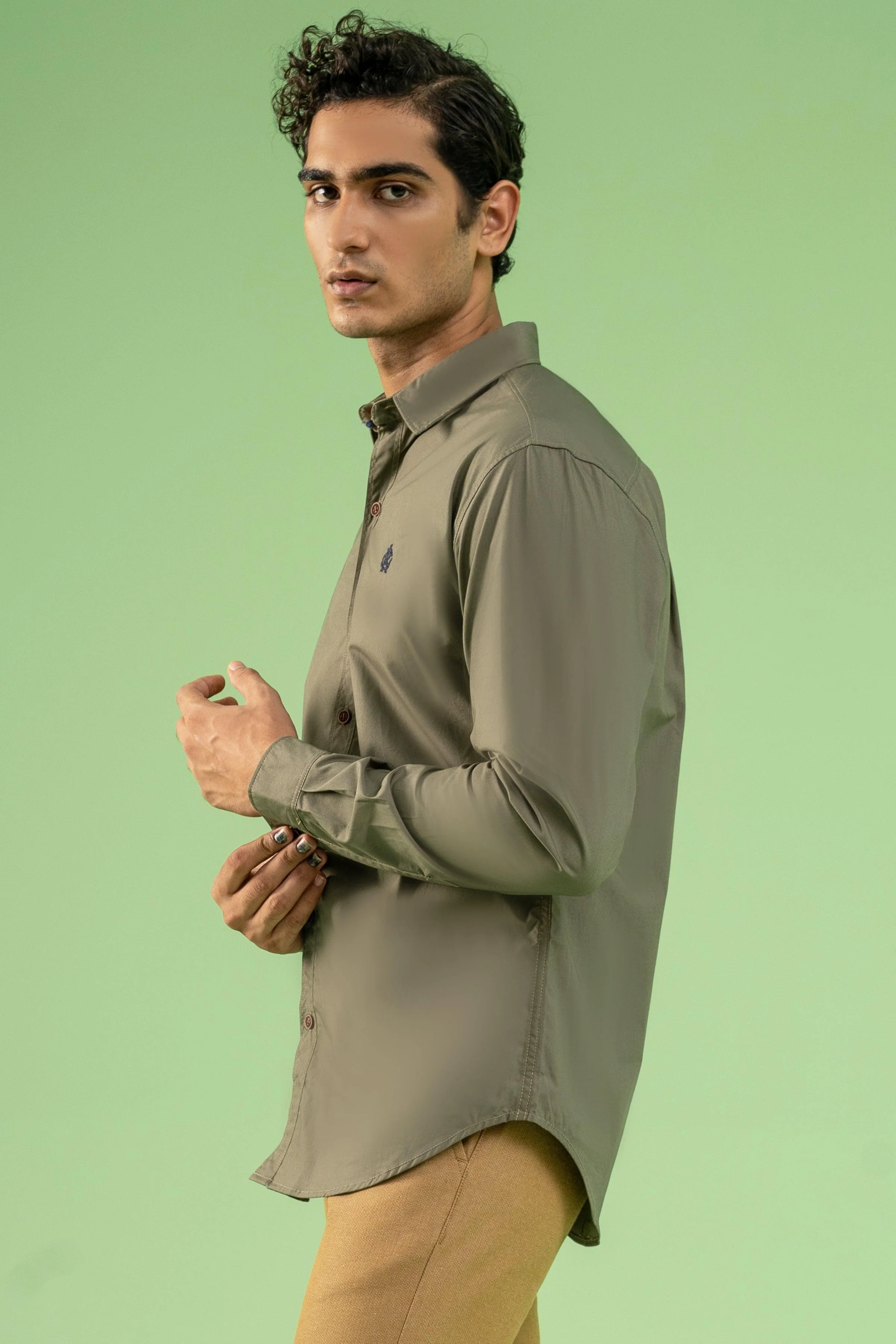 CASUAL SHIRT OLIVE GREEN - Image 3