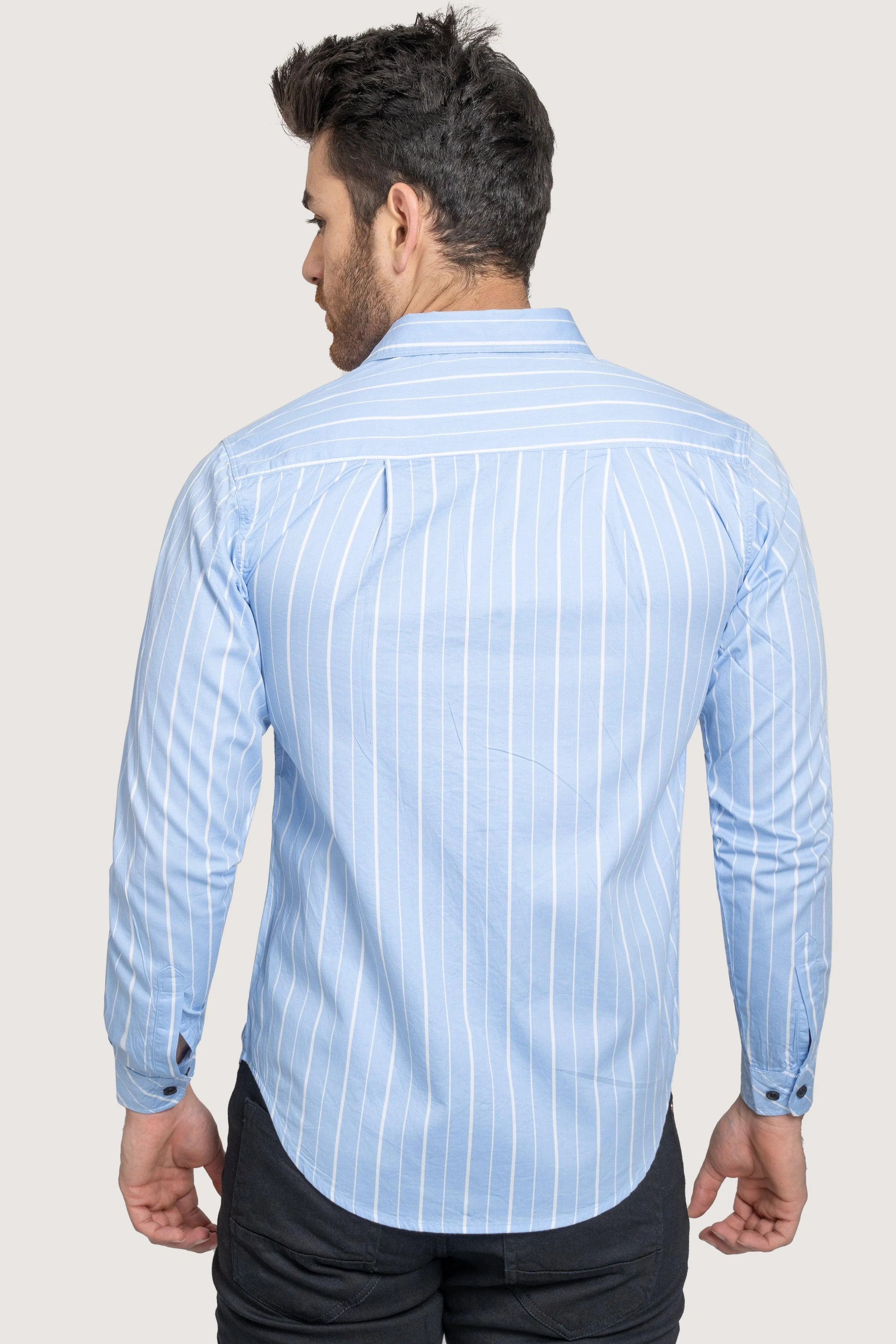 CASUAL SHIRT SKY BLUE STRIPES - Image 3