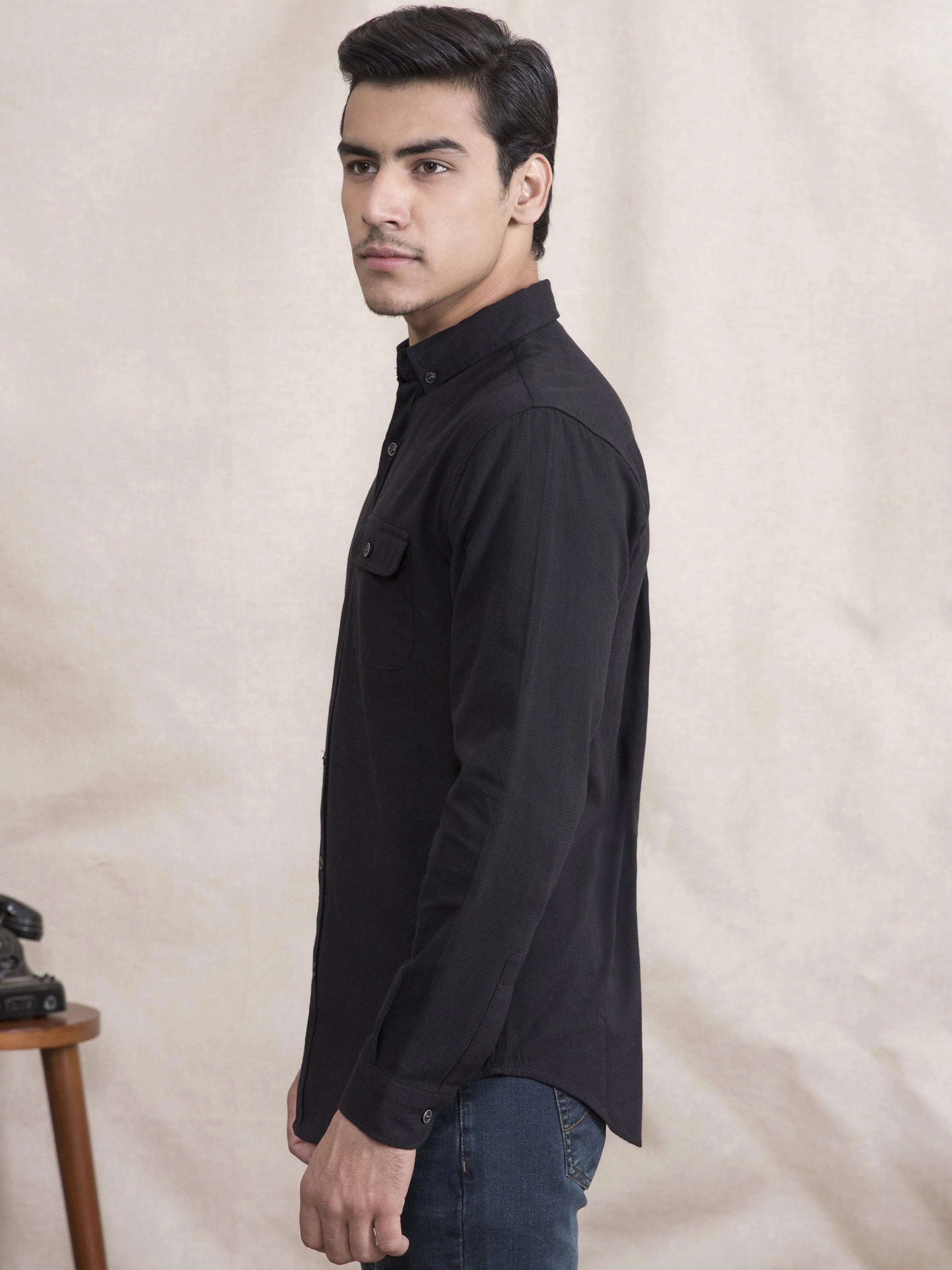 CASUAL SHIRT  SLIM FIT FULL SLEEVE BLACK - Image 2