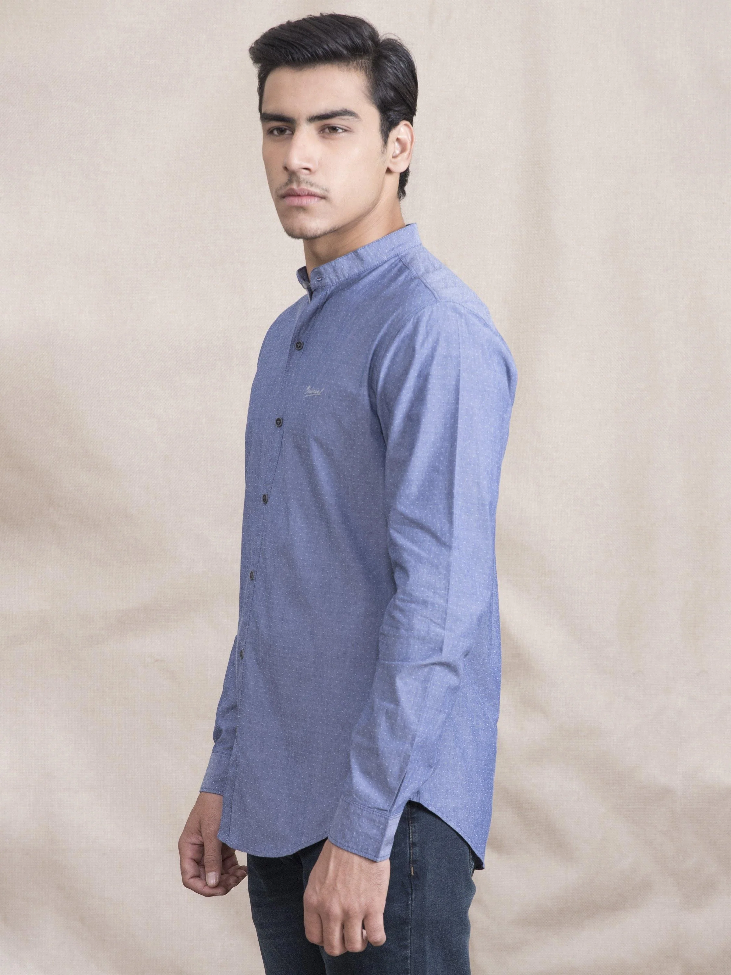 CASUAL SHIRT SLIM FIT FULL SLEEVE BLUE - Image 2