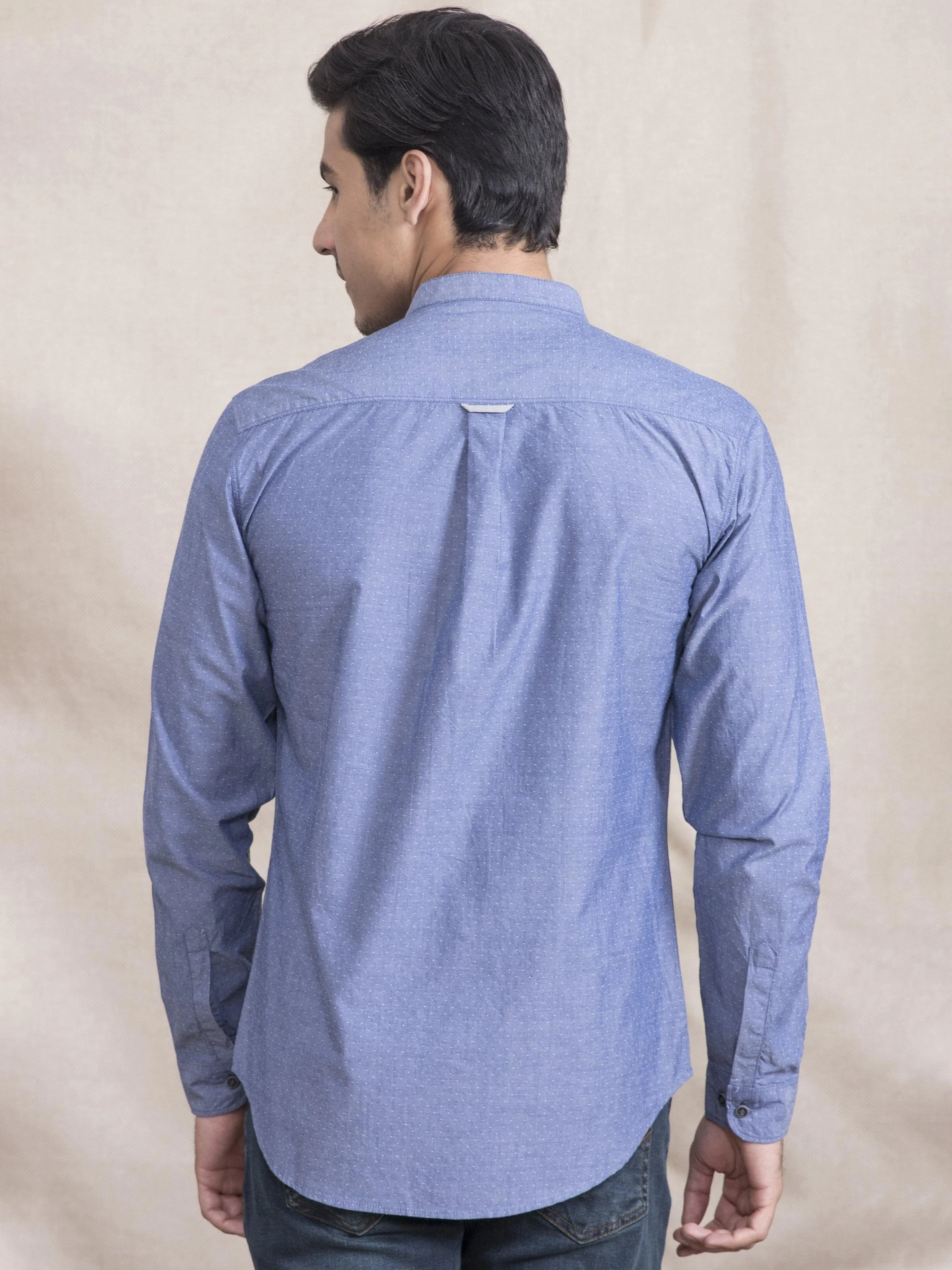 CASUAL SHIRT SLIM FIT FULL SLEEVE BLUE - Image 4