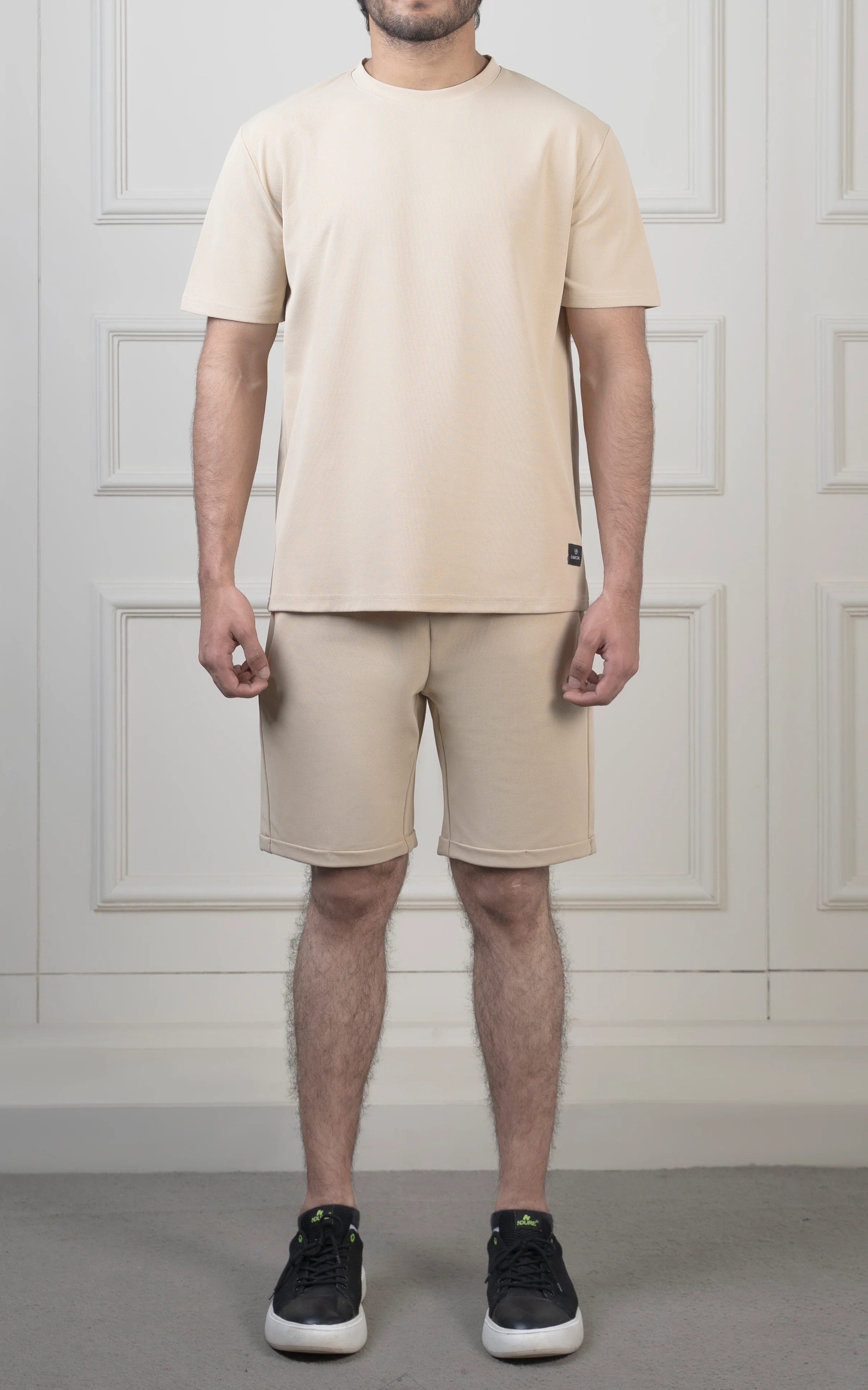 REGULAR FIT TEXTURED SHORT LIGHT KHAKI - Image 3