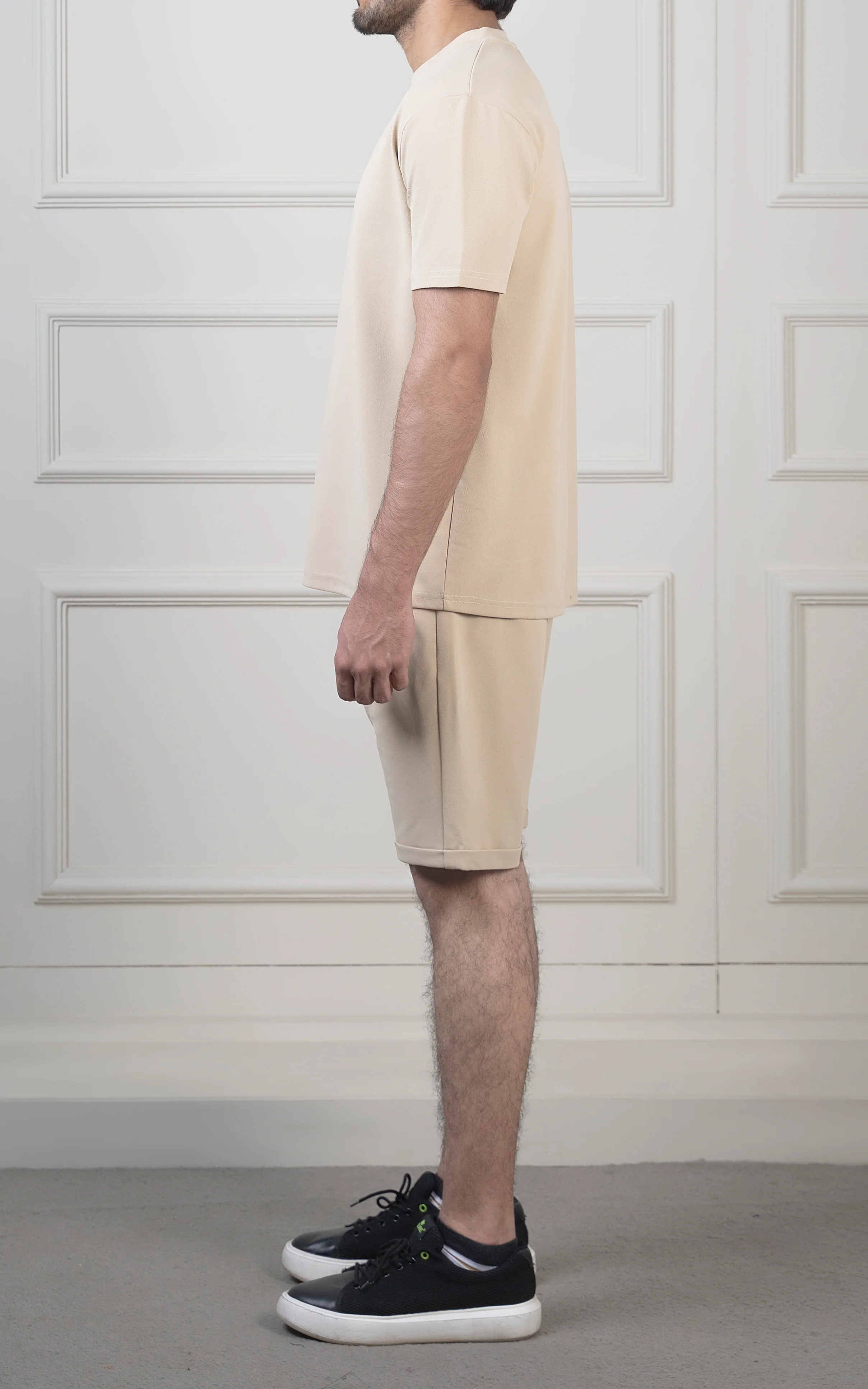 REGULAR FIT TEXTURED SHORT LIGHT KHAKI - Image 4
