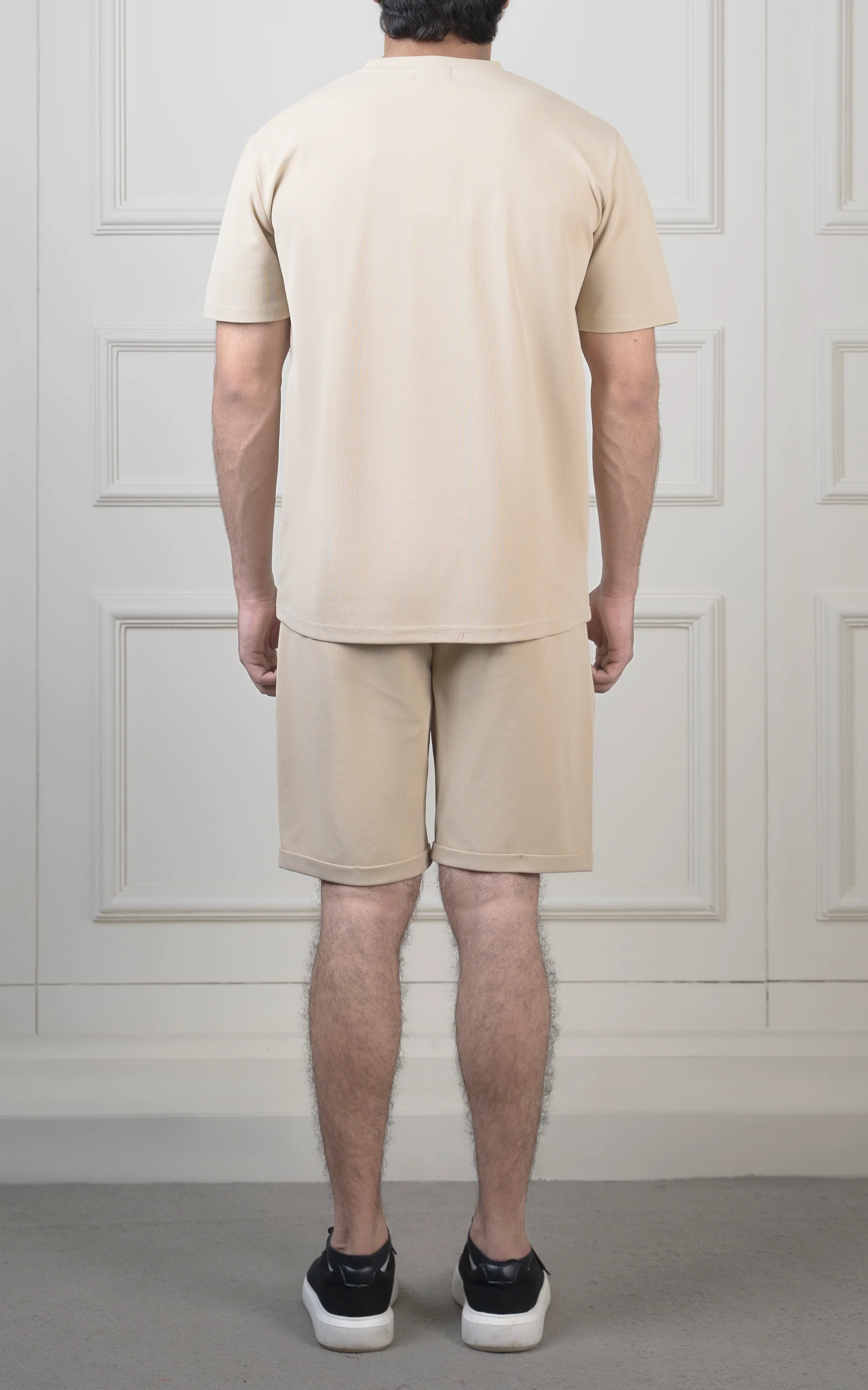 REGULAR FIT TEXTURED SHORT LIGHT KHAKI - Image 5